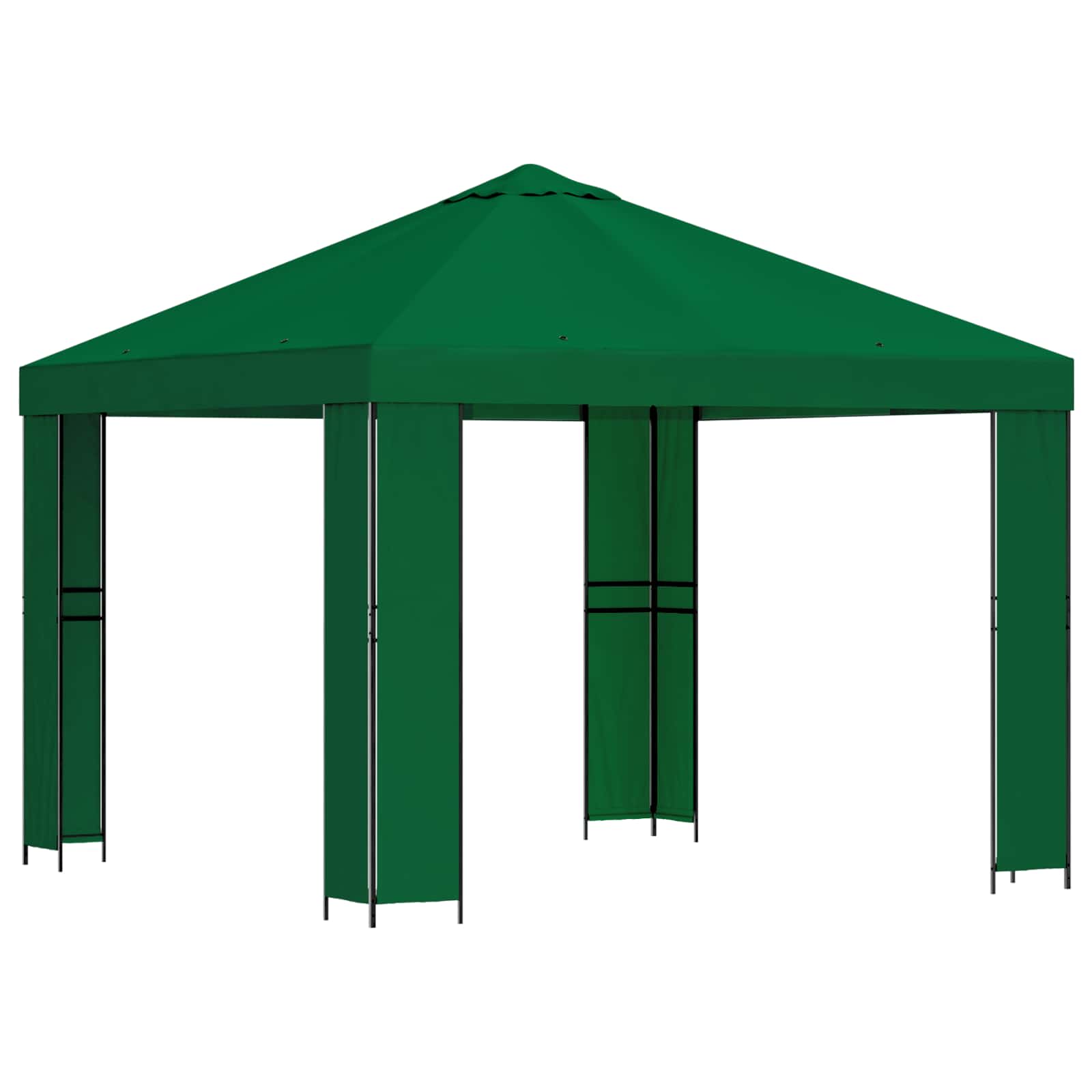 Gazebo 3 x 3 m Zelena Poliester i čelik 190 gsm