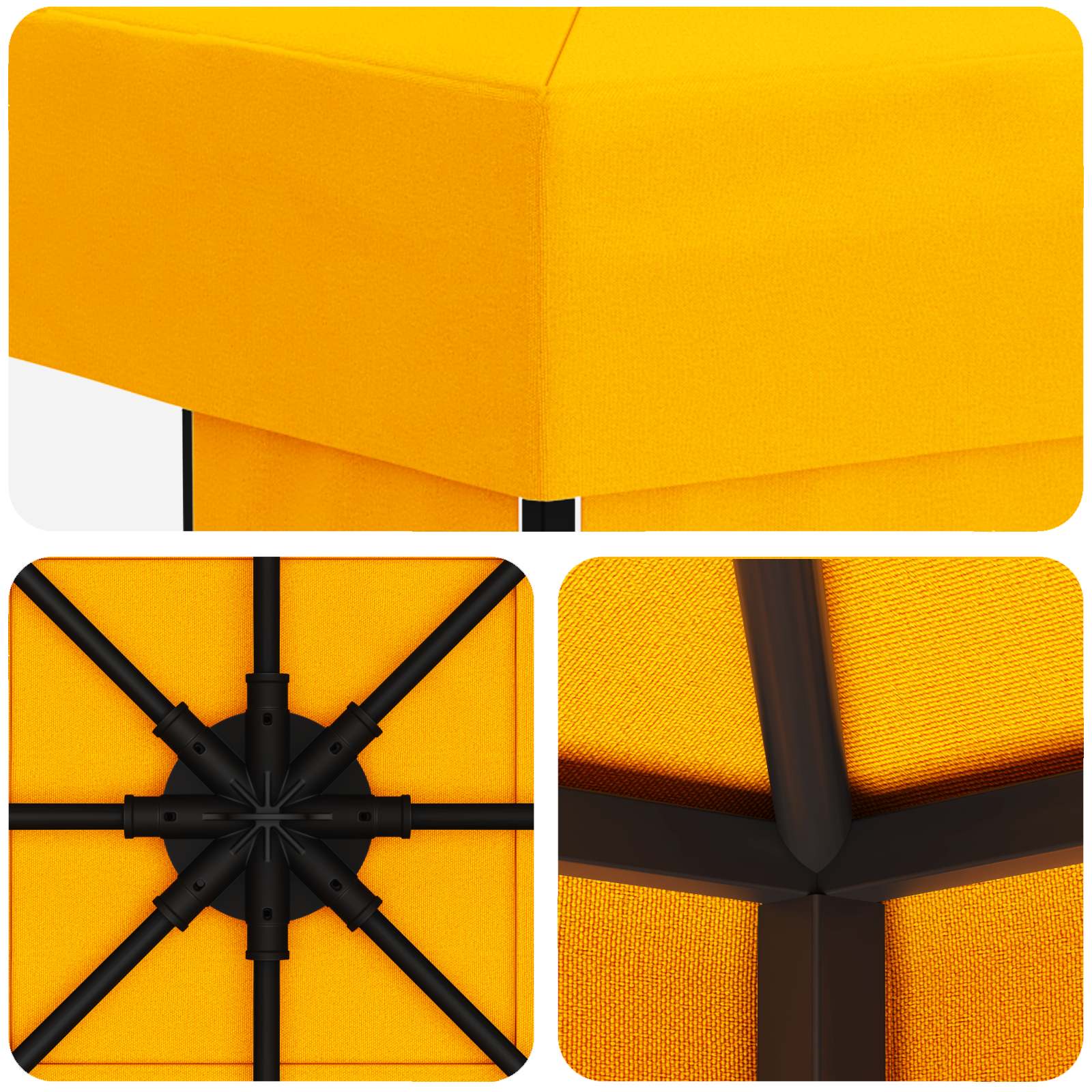 Gazebo 3 x 3 m Žuta Poliester i čelik 190 gsm