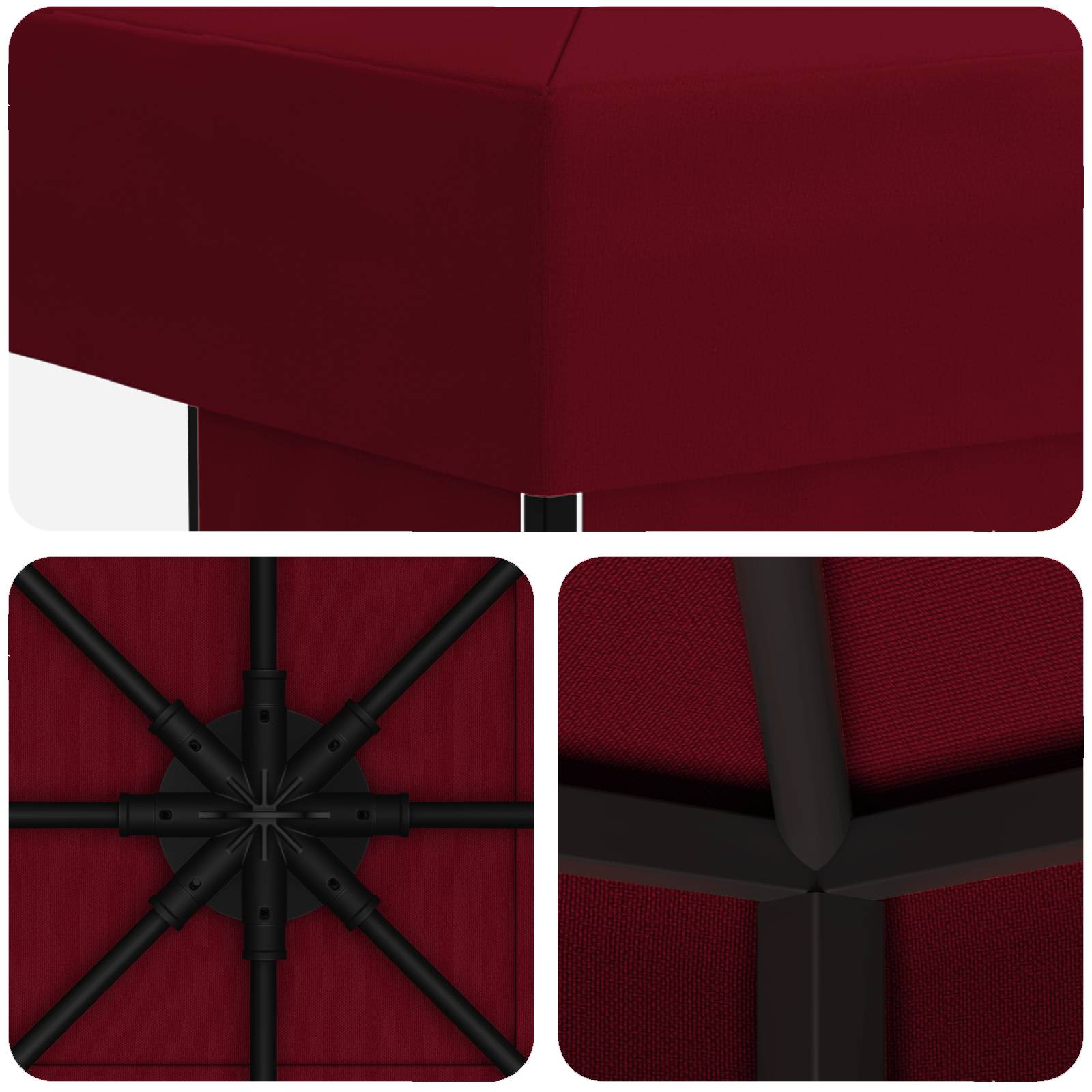 Gazebo 3 x 3 m Tamno crvena Poliester i čelik 190 gsm