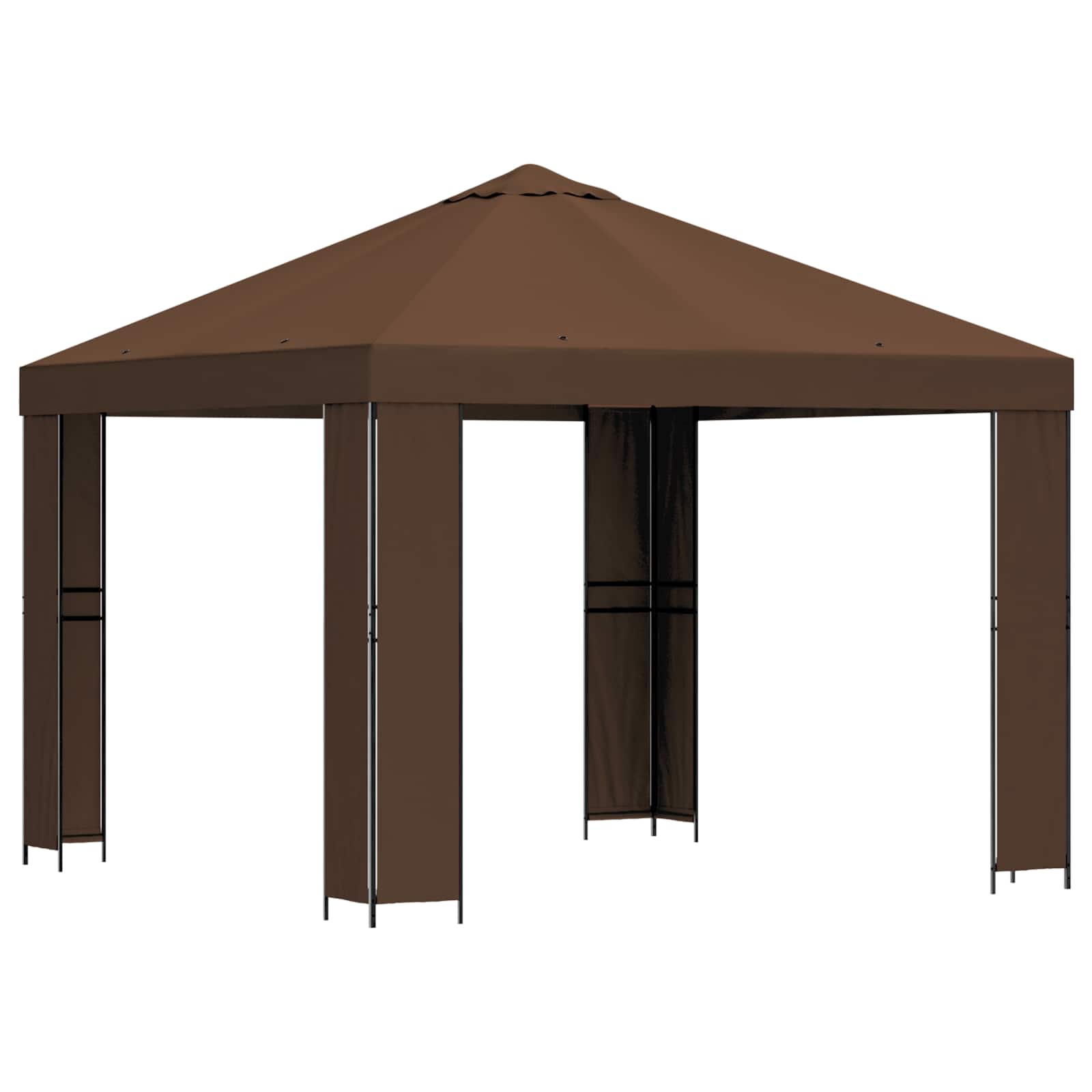 Gazebo 3 x 3 m Smeđa Poliester i čelik 190 gsm