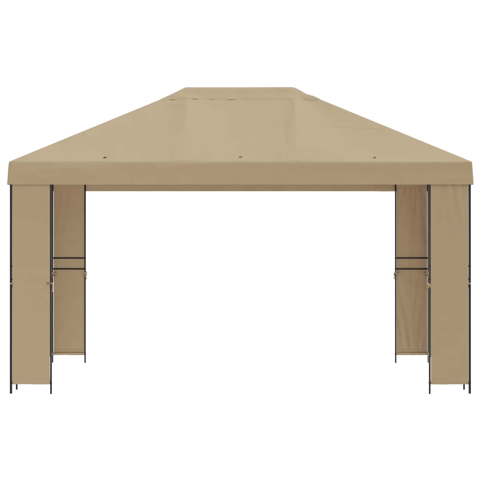 Gazebo 4 × 3 m Bež Poliester i čelik 190 gsm