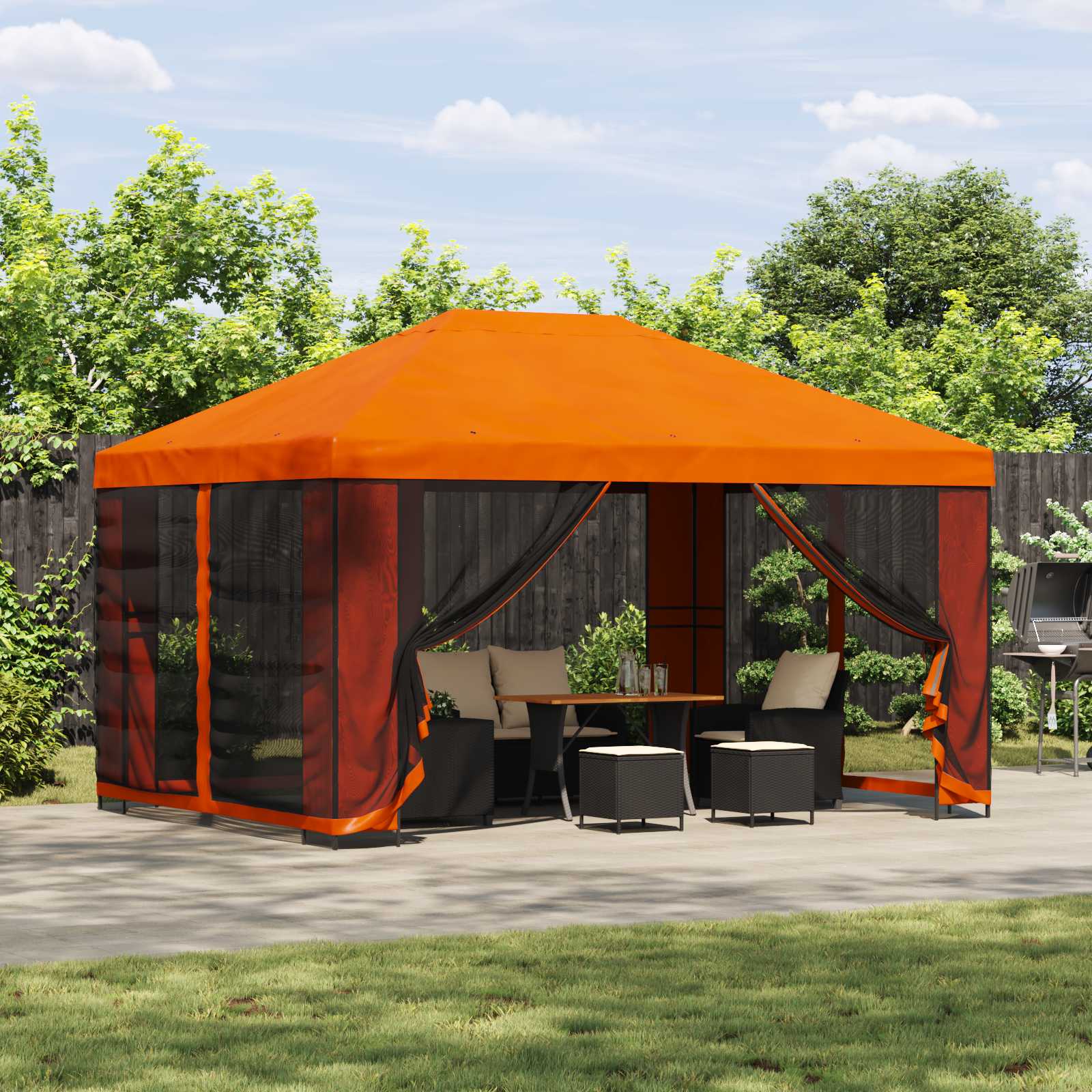 Gazebo 4 × 3 m Narančasta Poliester i čelik 190 gsm
