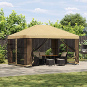 Vrtna sjenica sa stranicama 4 × 3 m Krem Poliester i čelik