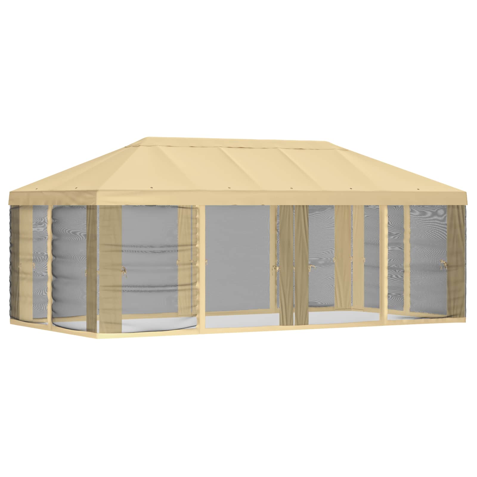 Pokrov za gazebo s bočnim zidovima 6 x 3 m Krem Poliester 190