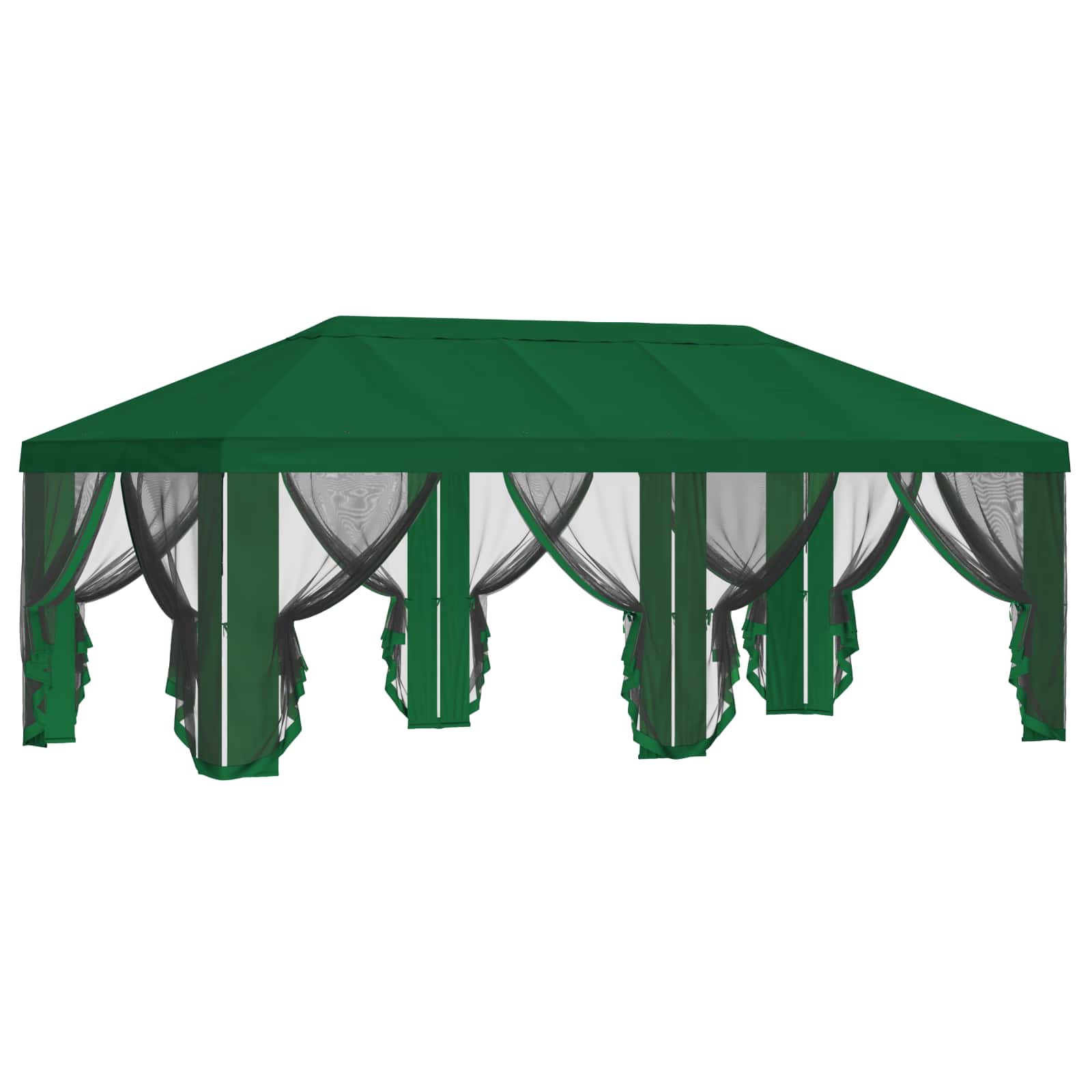 Pokrov za gazebo s bočnim zidovima 6 x 3 m Zelena Poliester 190