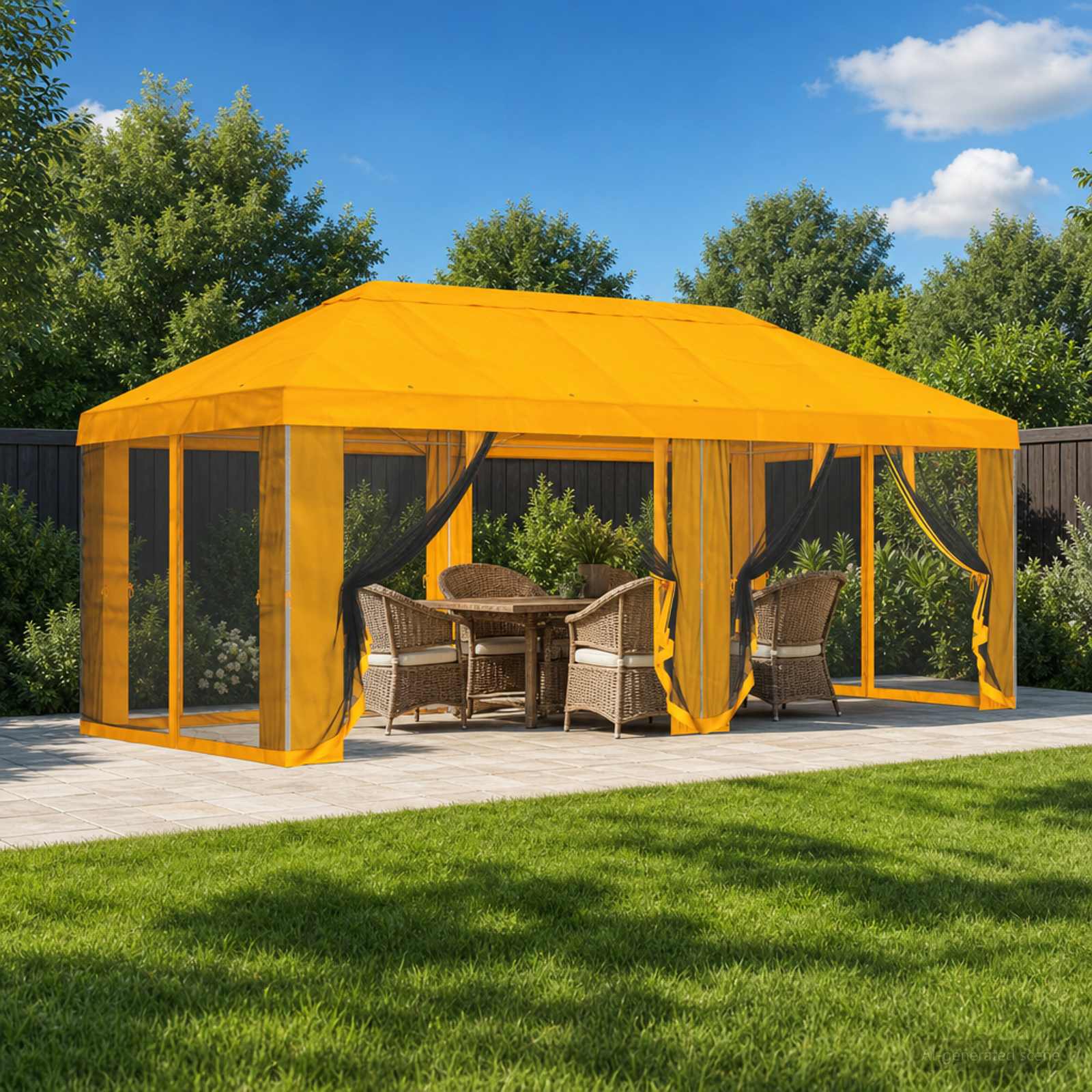 Pokrov za gazebo s bočnim zidovima 6 x 3 m Žuta Poliester 190