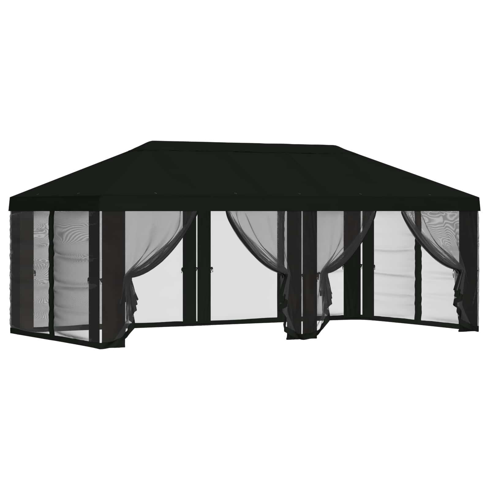 Pokrov za gazebo s bočnim zidovima 6 x 3 m Crna Poliester 190