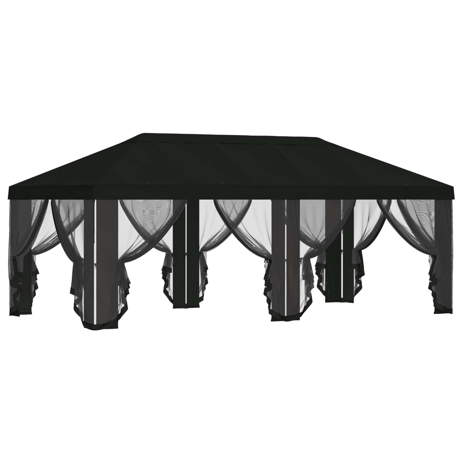 Pokrov za gazebo s bočnim zidovima 6 x 3 m Crna Poliester 190