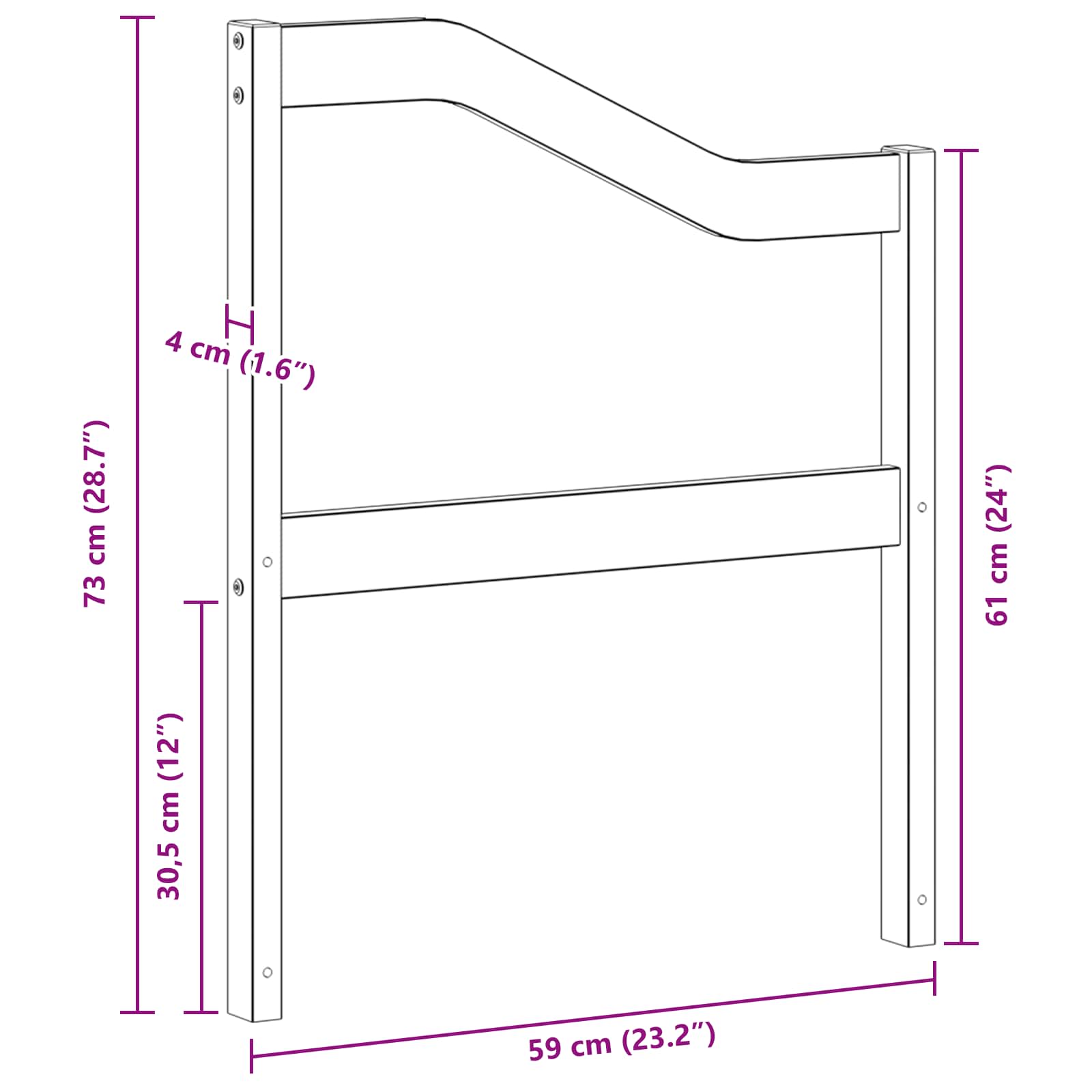 Naslon 2 pcs Prirodna 59 x 4 x 73 cm Čvrsto drvo akacije