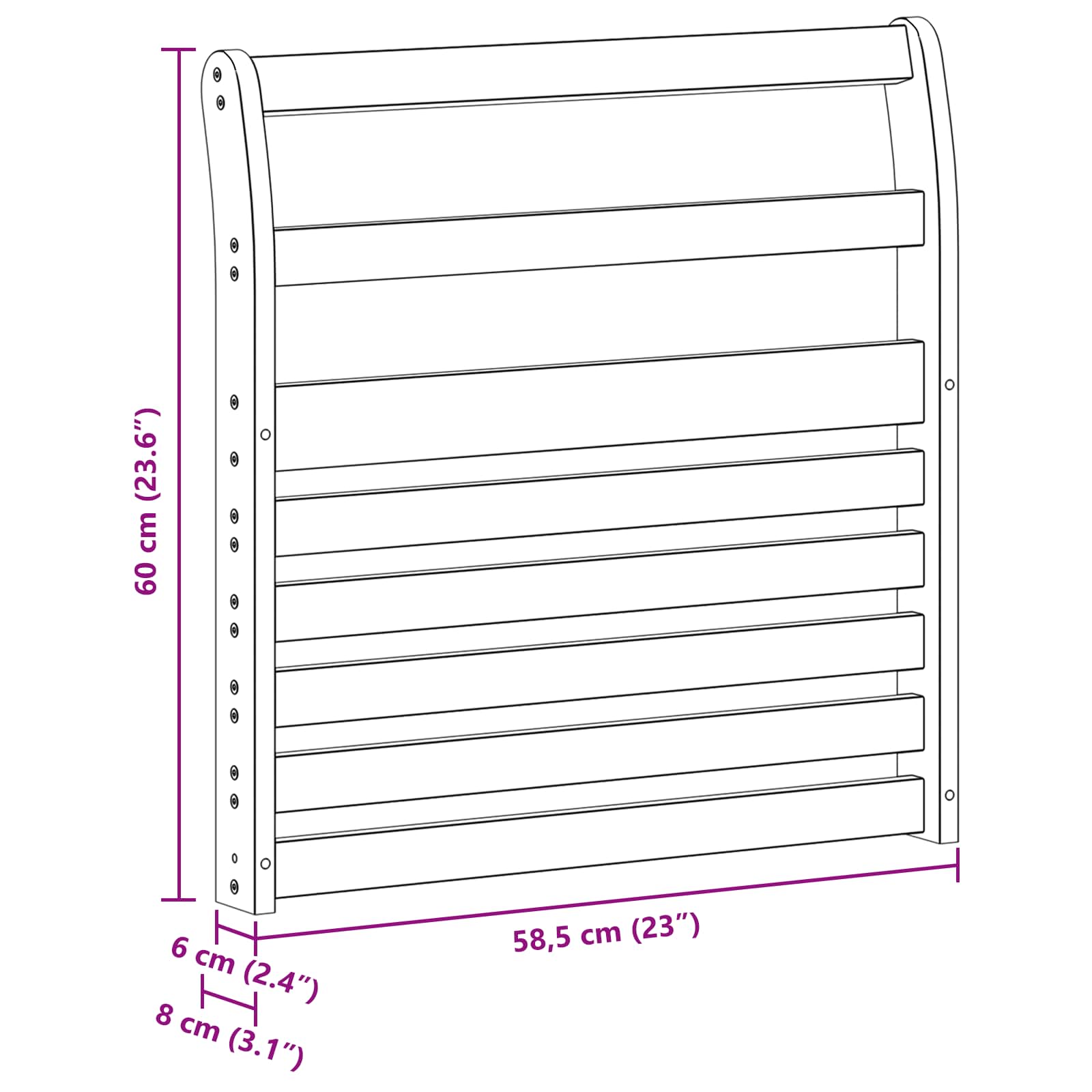Naslon 2 pcs Prirodna 58,5 x 8 x 60 cm Čvrsto drvo akacije