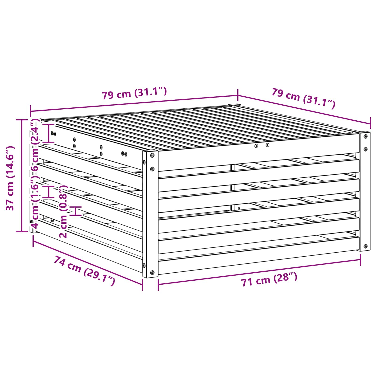 Vanjski stol Čvrsto drvo akacije Prirodna 79 x 79 x 37 cm
