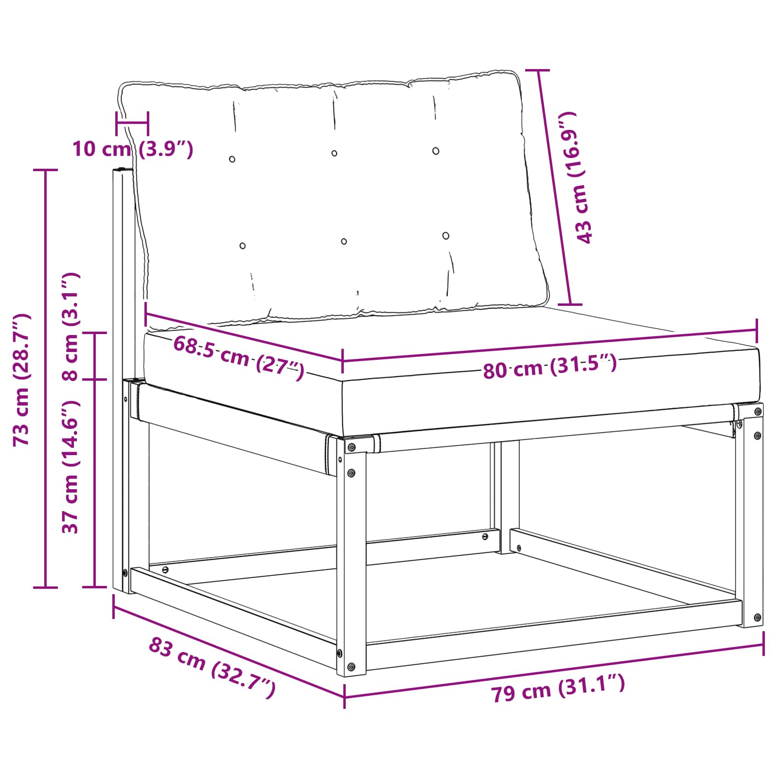 Sekcionalna sofa Čvrsto drvo akacije i Textilene Prirodna