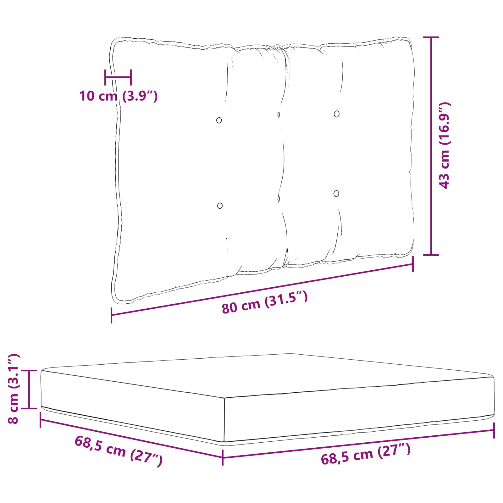 Jastuk za vanjsku sofU 3 pcs Krema Poliester