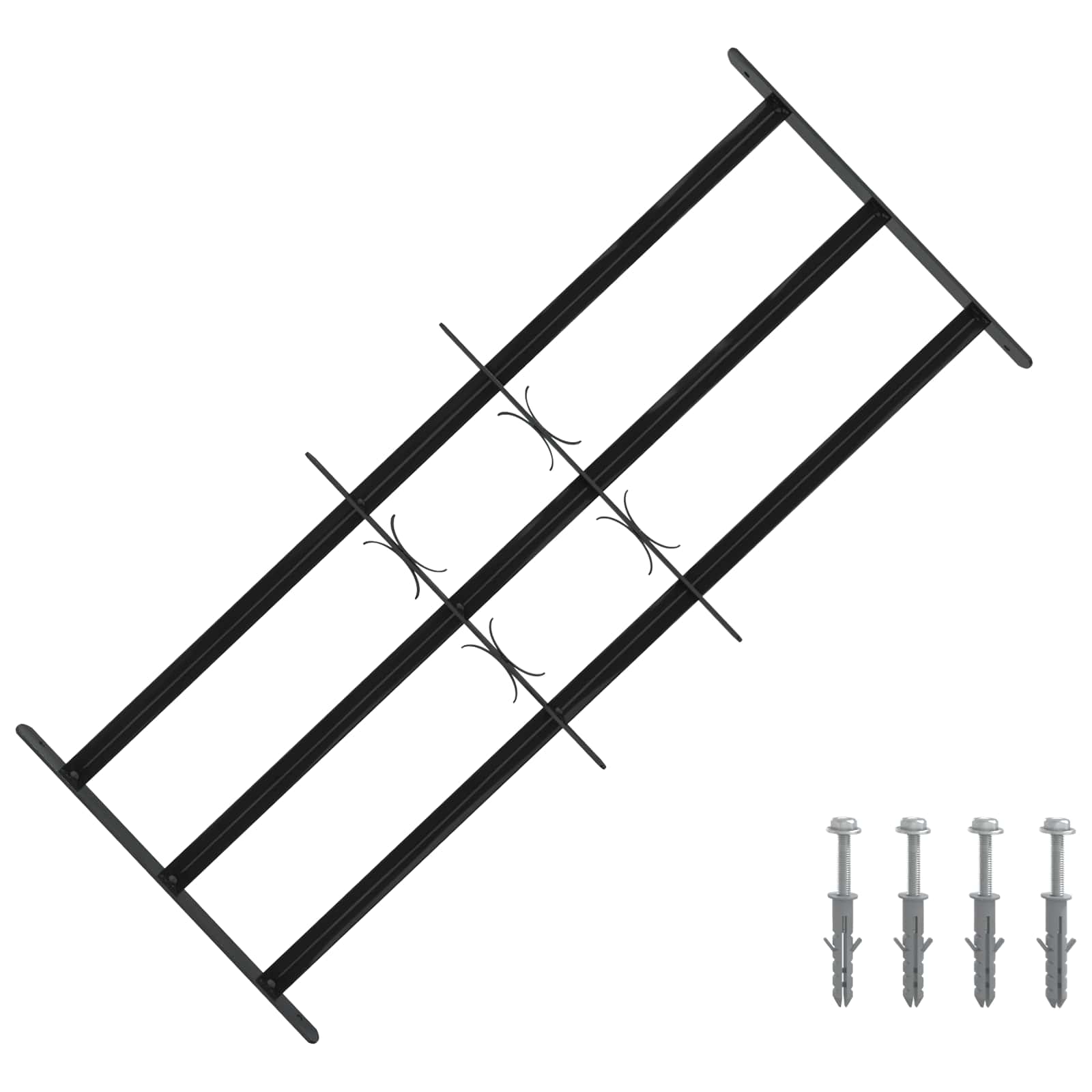 Rešetka za prozor 116 x 45 cm Čelik s prahom premazan Crna