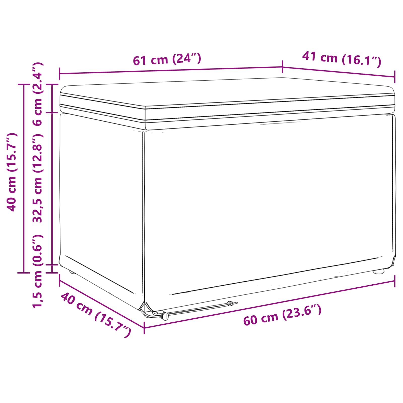 Stolica Crna 61 x 41 x 40 cm Tkanina i konstruirano drvo