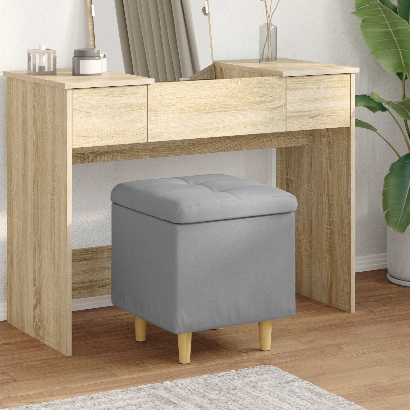 Otoman s pohranom Svijetlo siva 40 x 40 x 45 cm tkanina