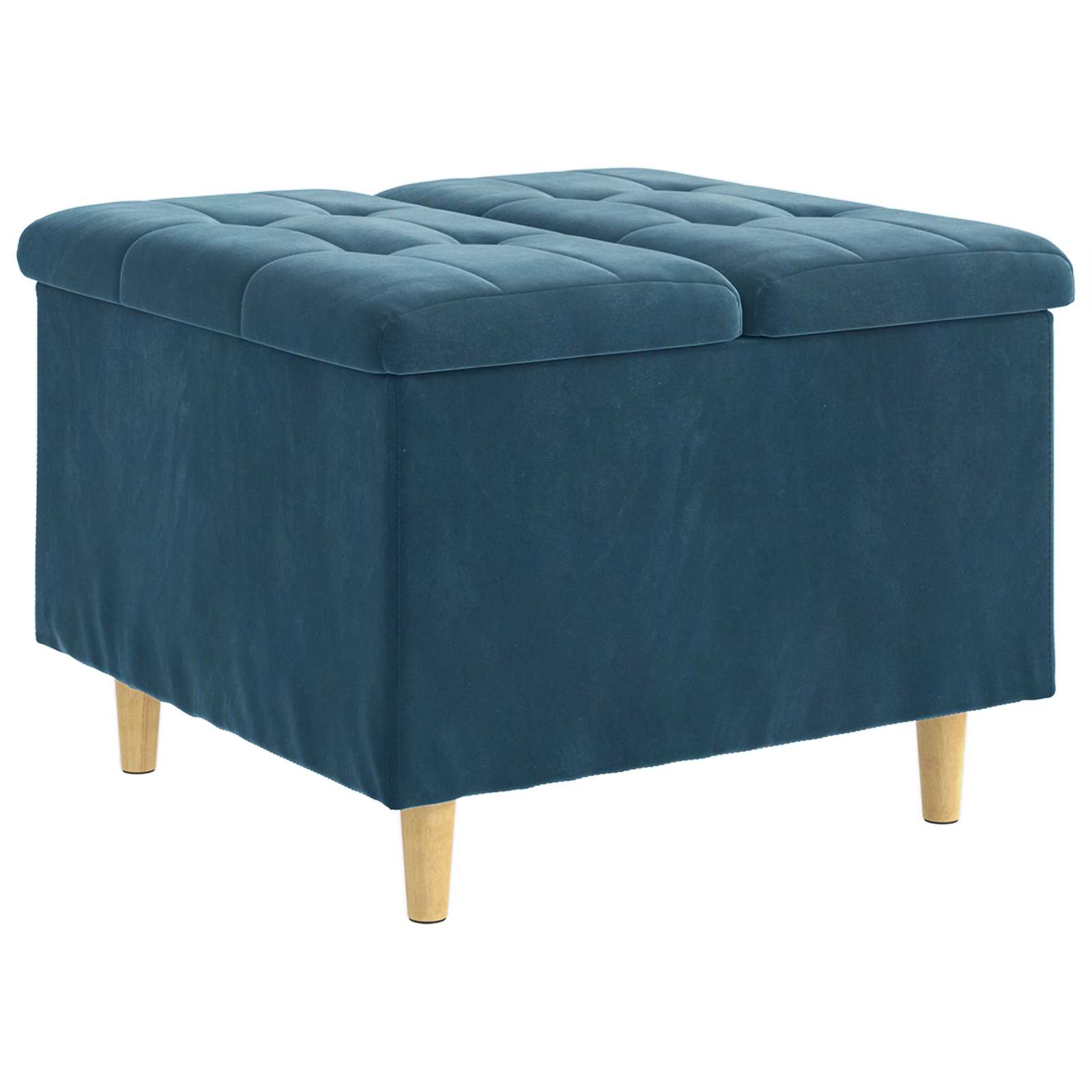Otoman za pohranu s jastukom Plava 60 x 60 x 45 cm Baršun