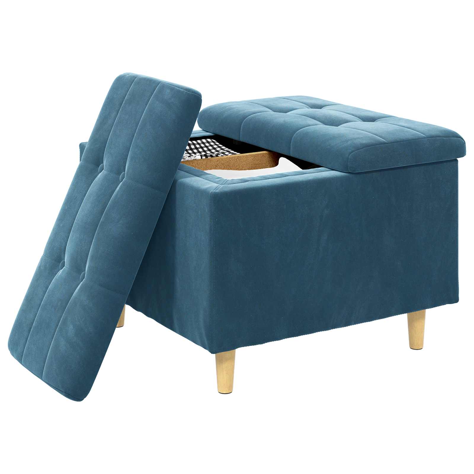 Otoman za pohranu s jastukom Plava 60 x 60 x 45 cm Baršun