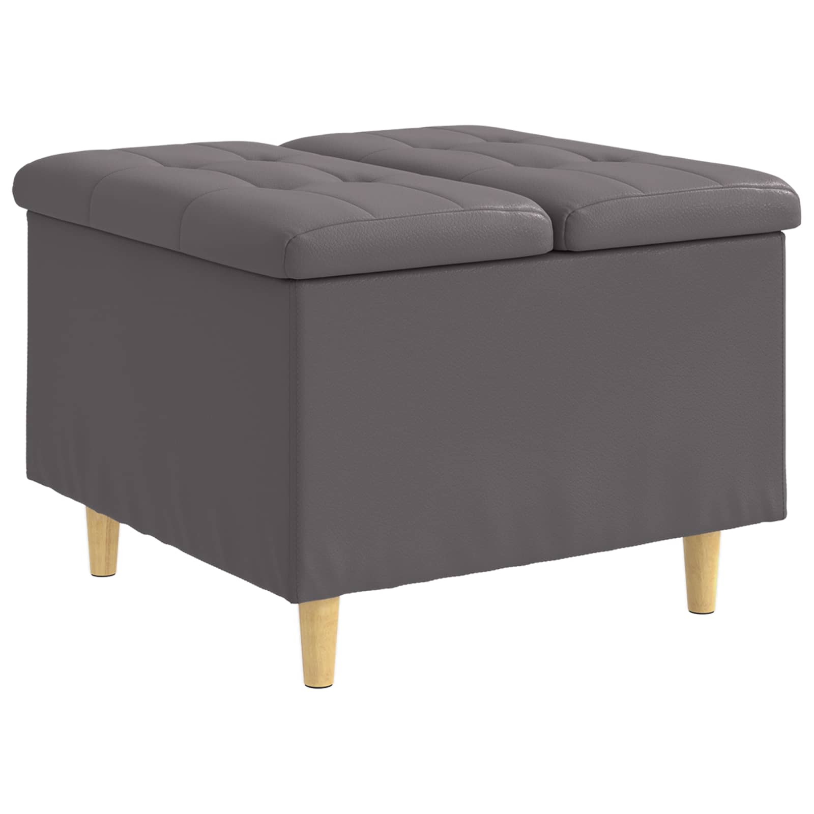 Otoman za pohranu s jastukom Sivi 60 x 60 x 45 cm Umjetna koža