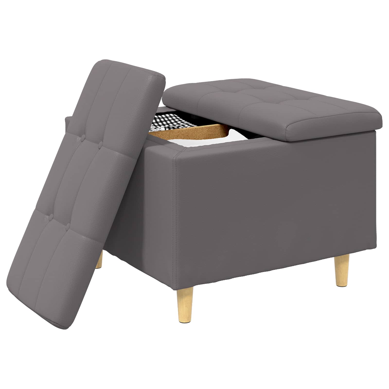 Otoman za pohranu s jastukom Sivi 60 x 60 x 45 cm Umjetna koža