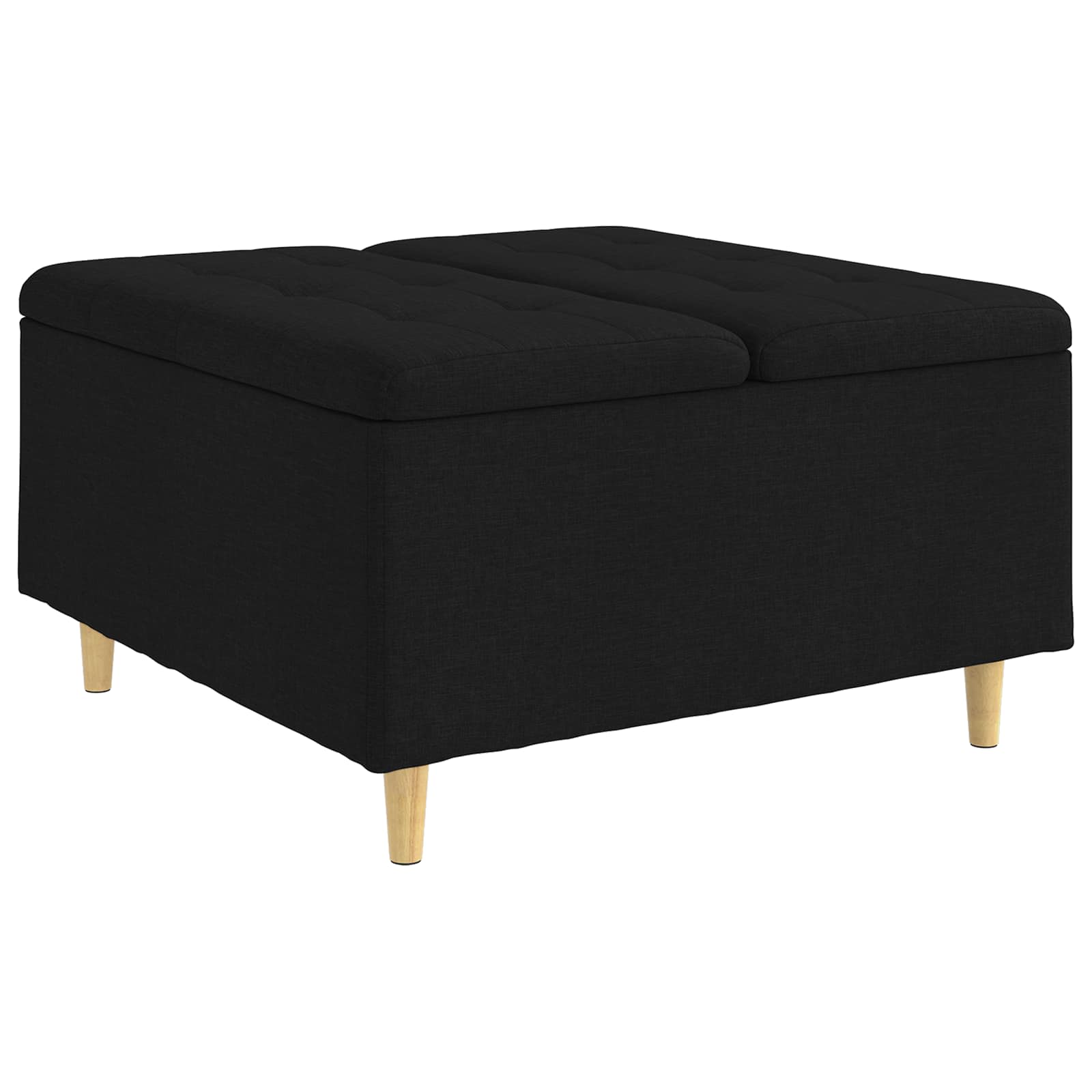 Otoman za pohranu s jastukom Crna 80 x 80 x 45 cm tkanina