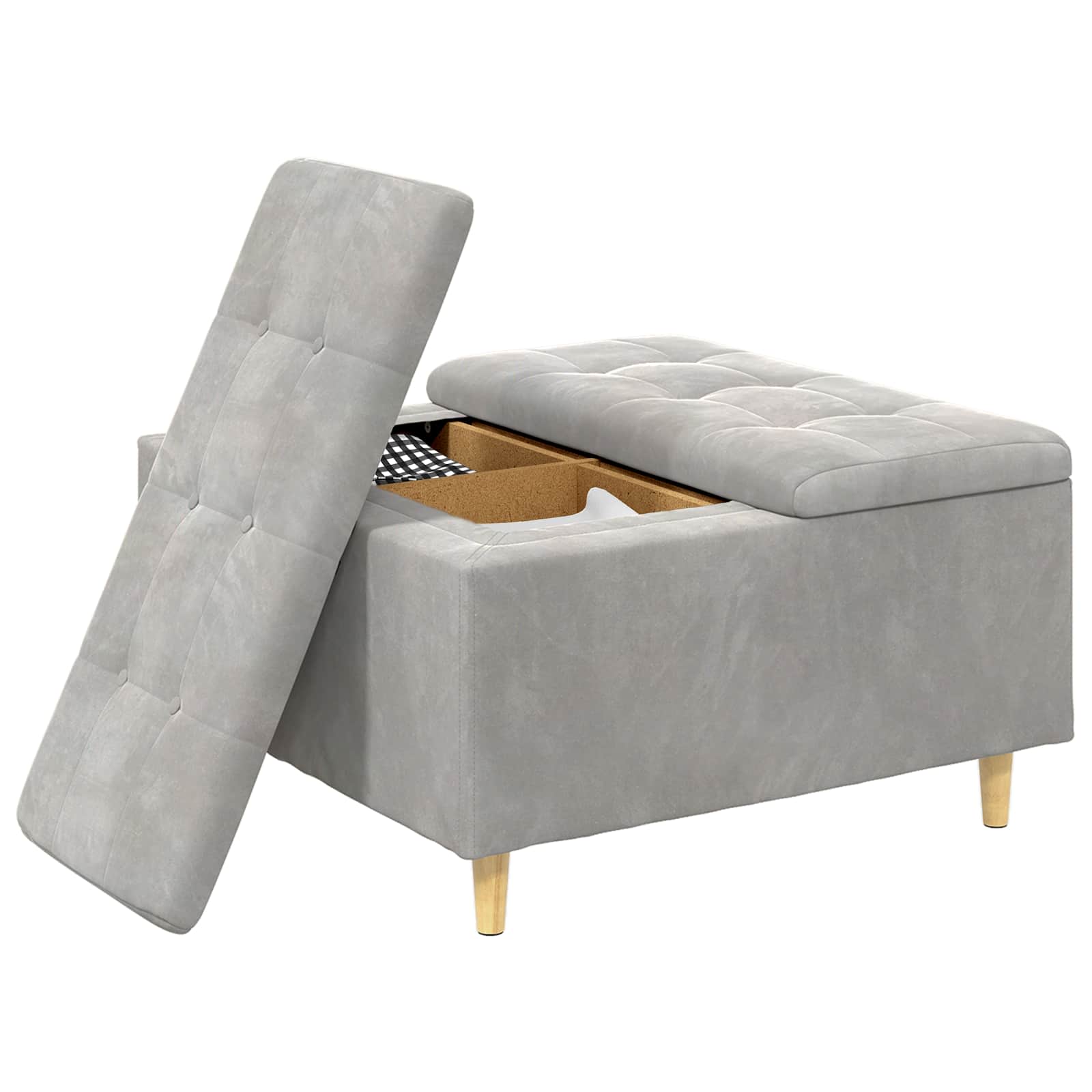 Otoman za pohranu Svijetlo siva 80 x 80 x 45 cm Baršun
