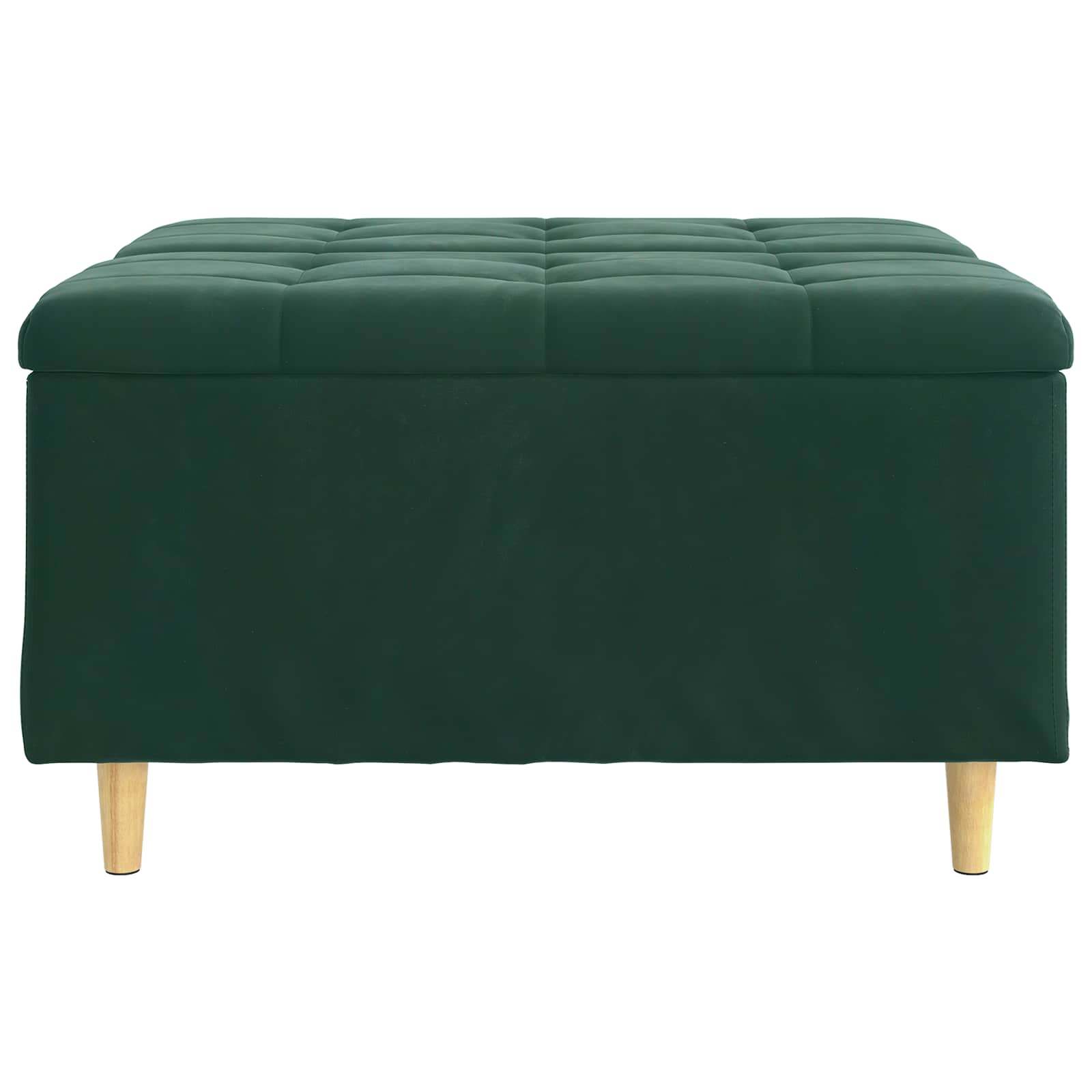 Otoman za pohranu s jastukom Tamnozelena 80 x 80 x 45 cm Baršun