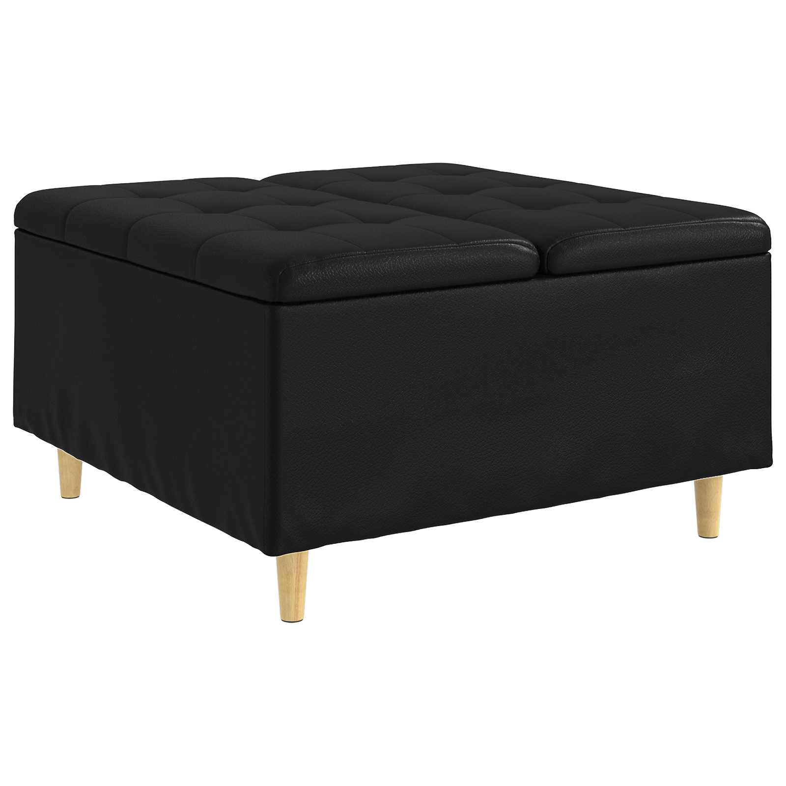 Otoman za pohranu s jastukom Crna 80 x 80 x 45 cm Umjetna koža
