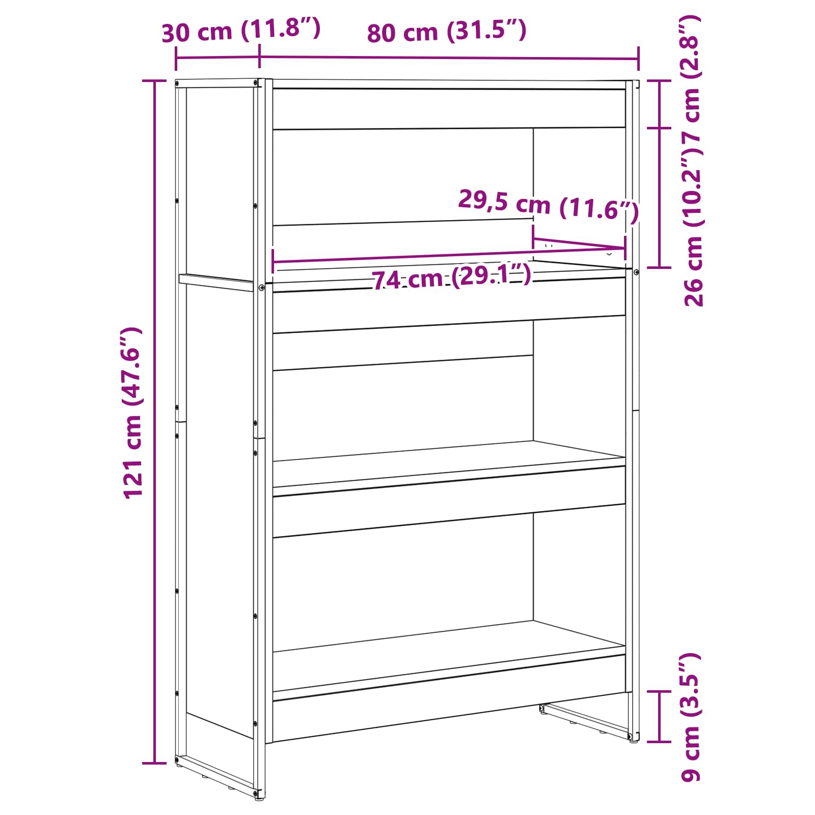 Ormarić za knjige Crni hrast 80 x 30 x 121 cm Konstruirano drvo