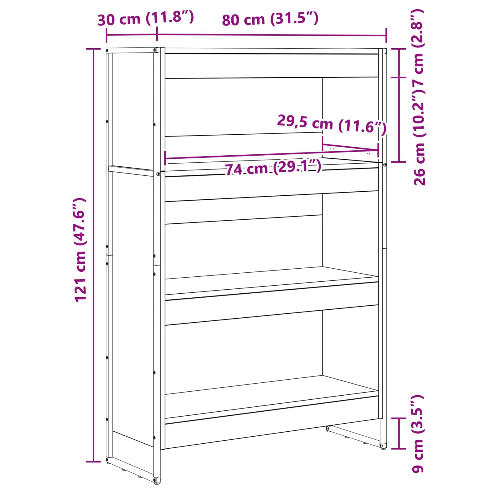 Ormarić za knjige Dimni hrast 80 x 30 x 121 cm