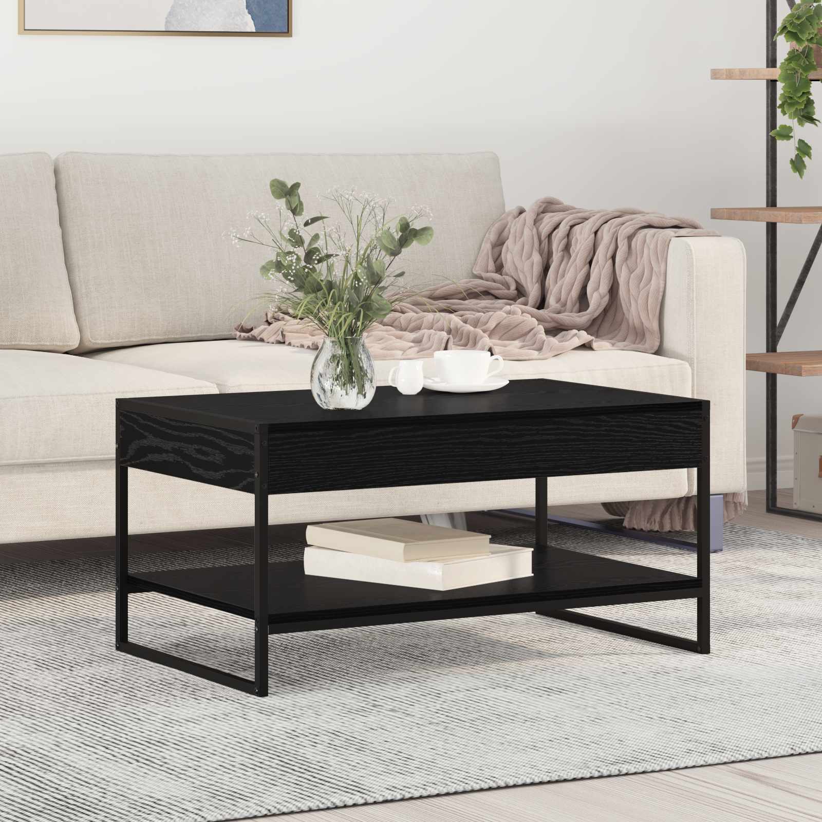 Kava Stol Crni hrast 80 x 50 x 40 cm Konstruirano drvo