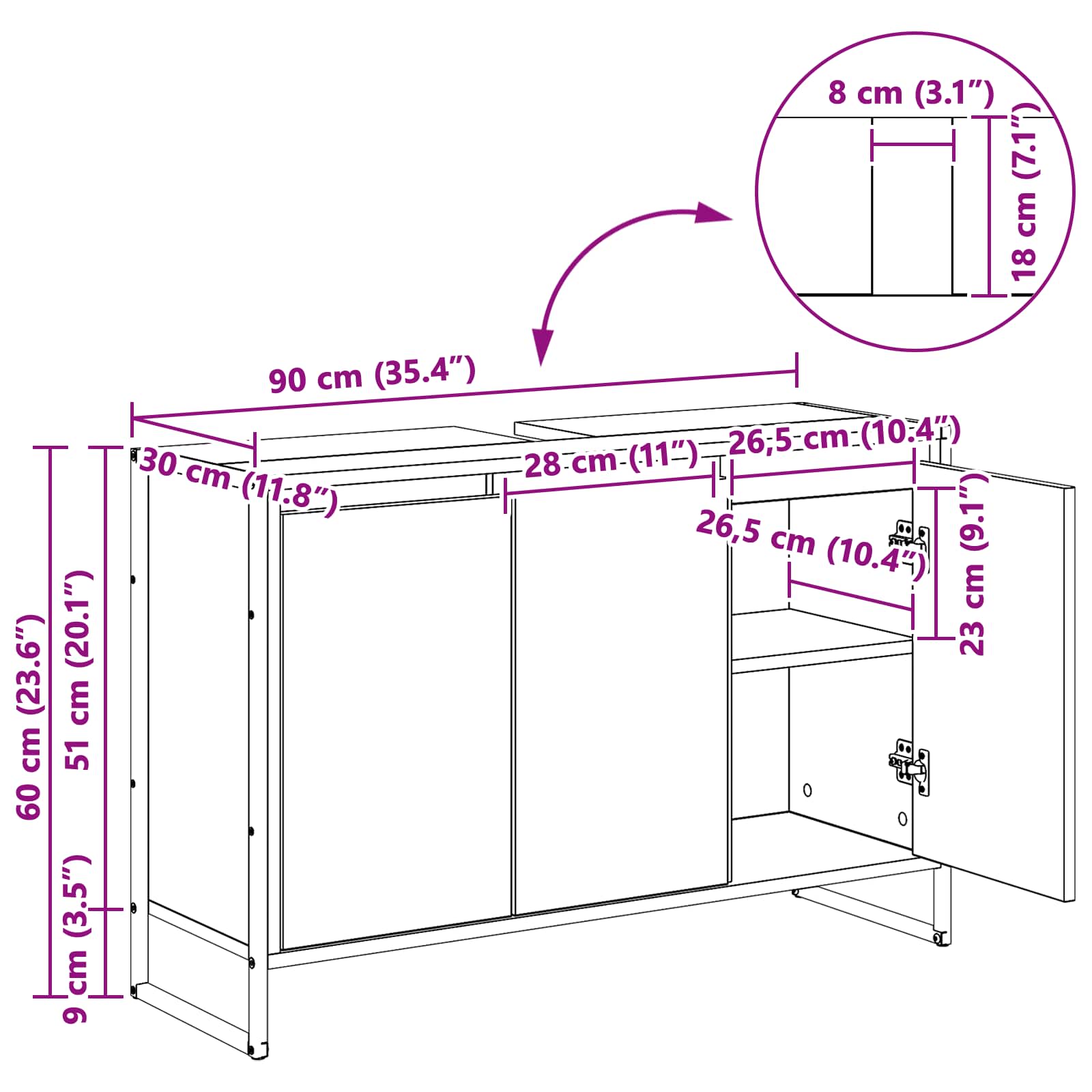Kupaonski ormar Crni hrast 90 x 30 x 60 cm Konstruirano drvo