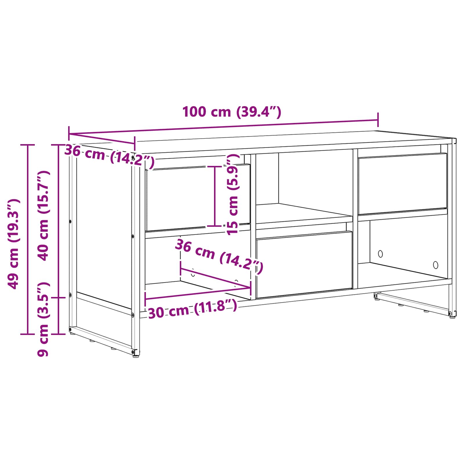 TV ormar Siva Sonoma 100 x 36 x 49,5 cm Konstruirano drvo