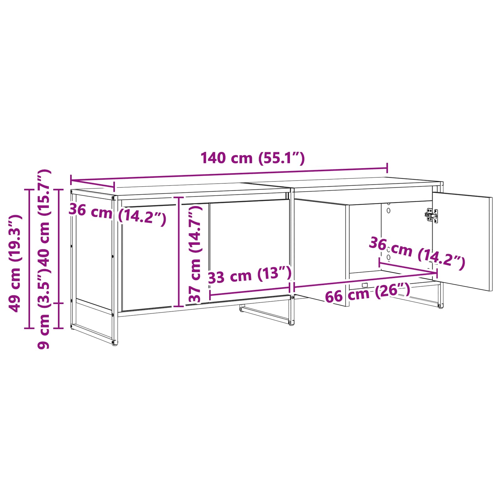 TV ormar Staro drvo 140 x 36 x 49.5 cm Konstruirano drvo