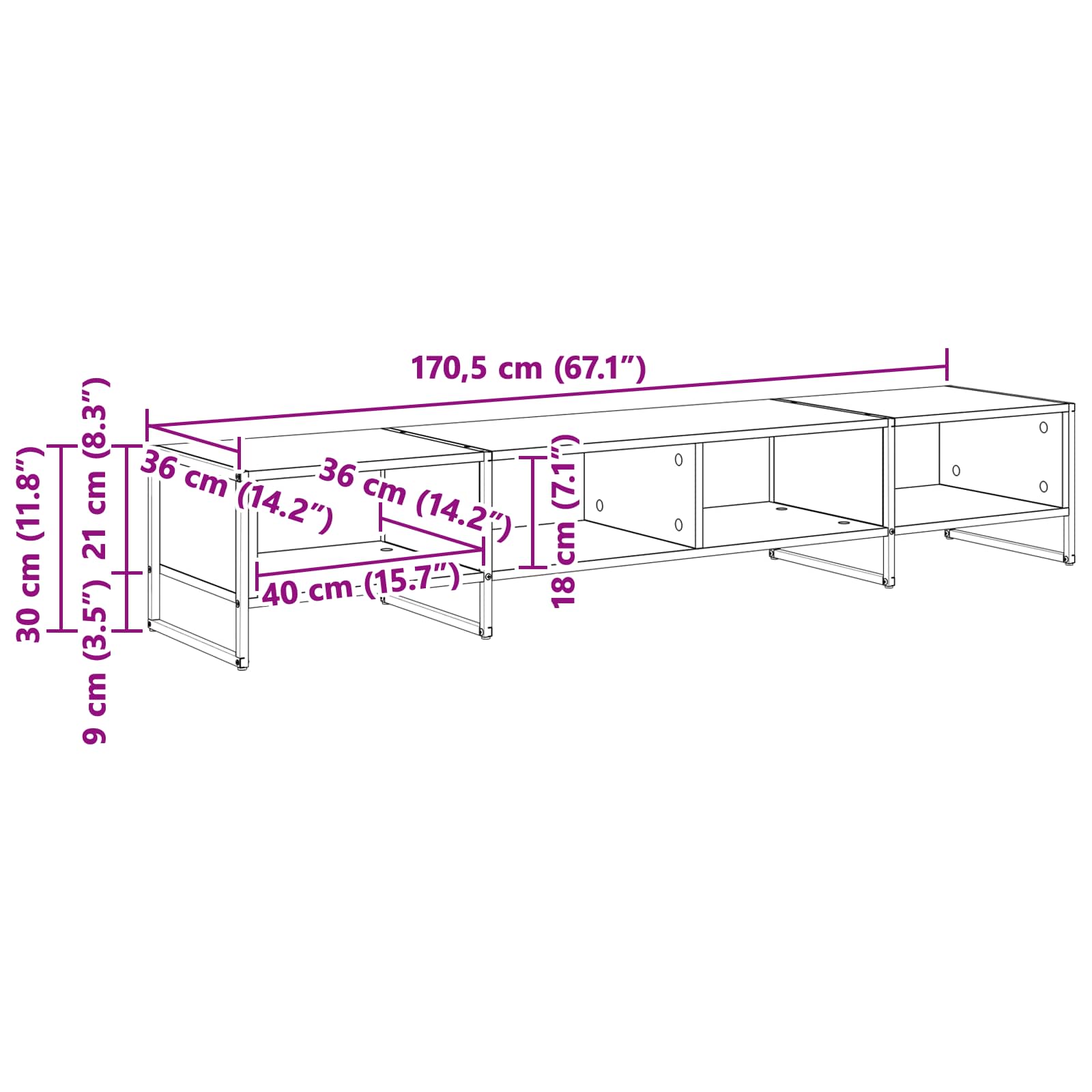 TV ormar Sonoma 170.5 x 36 x 30.5 cm Konstruirano drvo