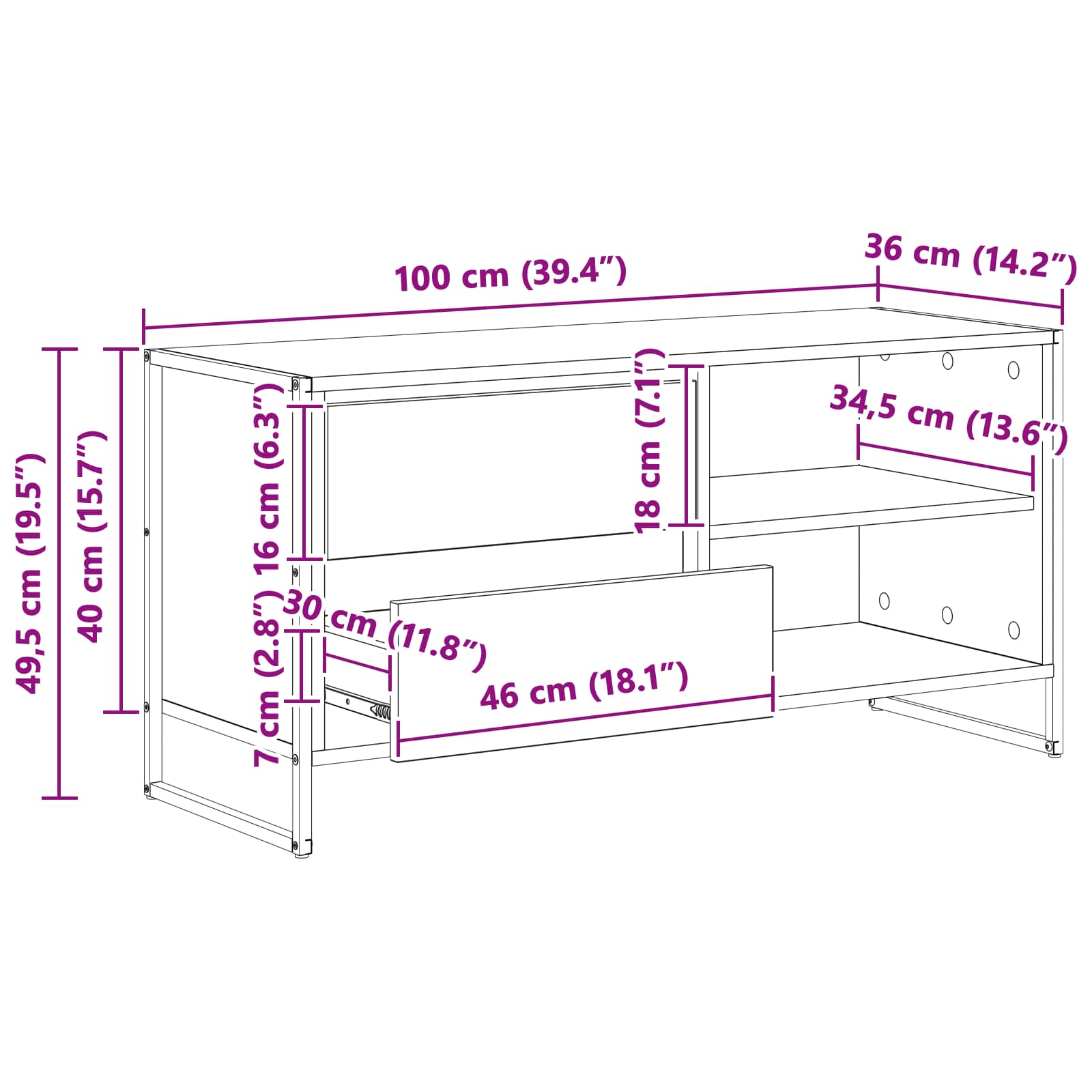 TV ormar Crni hrast 100 x 36 x 49,5 cm Konstruirano drvo