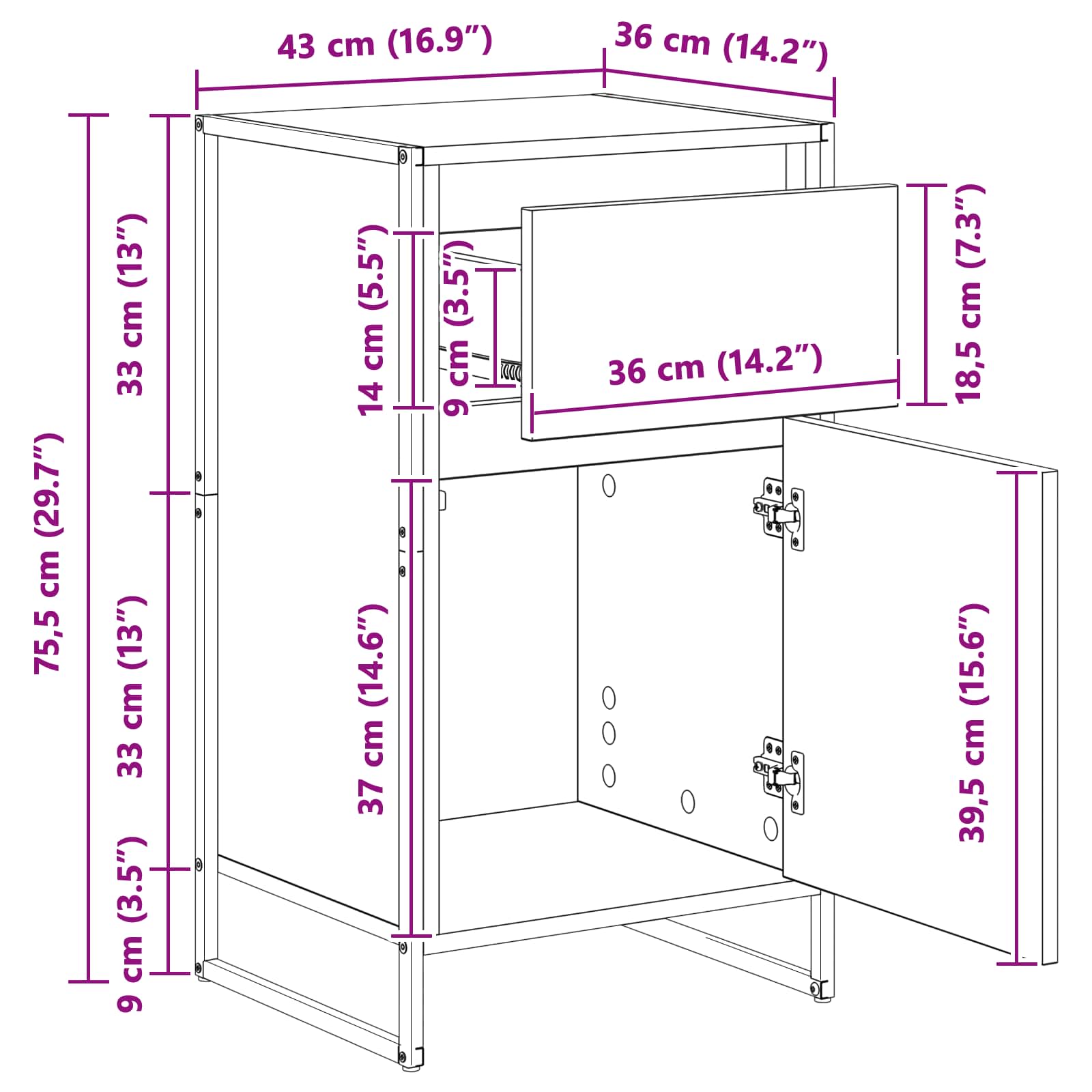 Kreveta Siva Sonoma 43 x 36 x 75,5 cm Konstruirano drvo