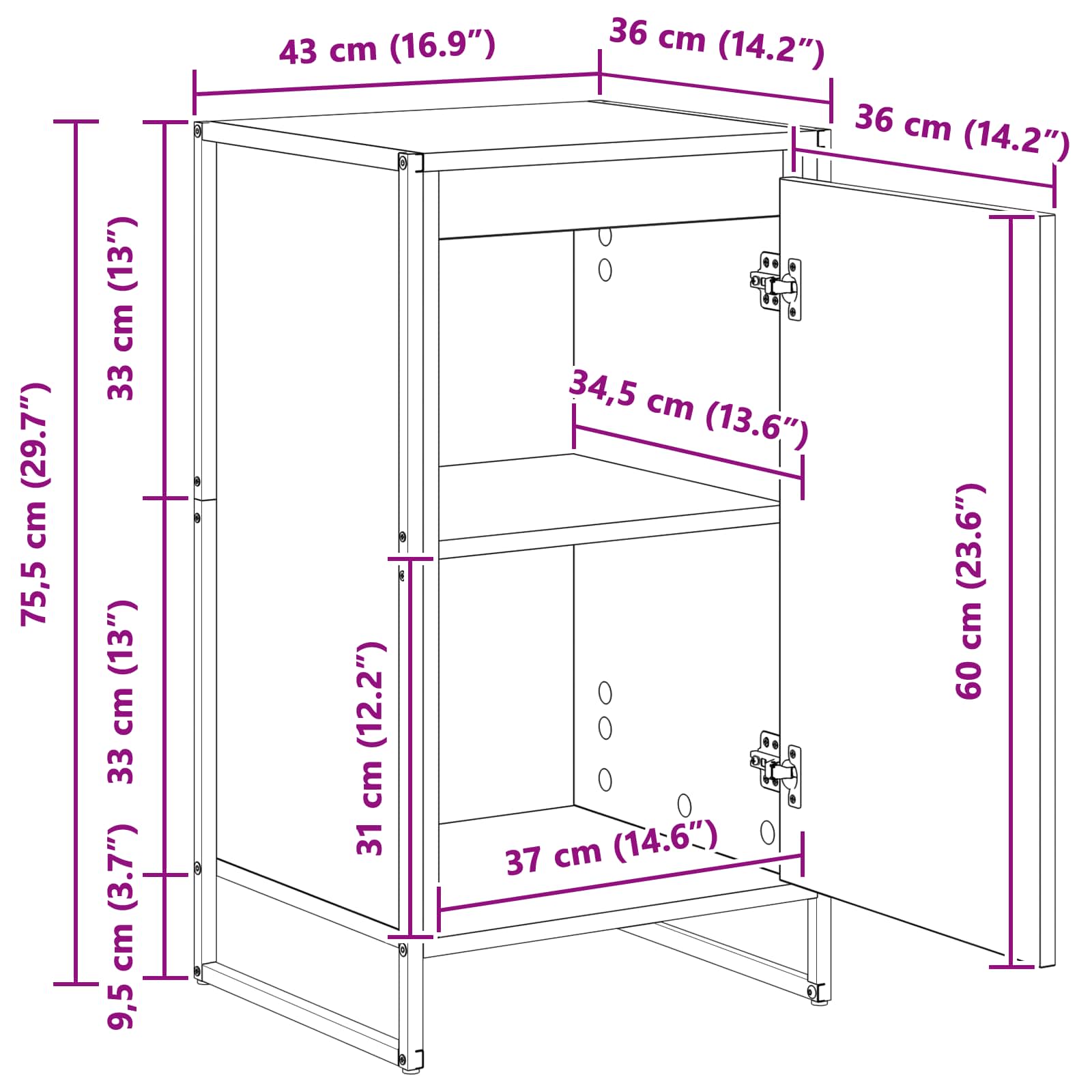 Kreveta Dimni hrast 43 x 36 x 75,5 cm Konstruirano drvo