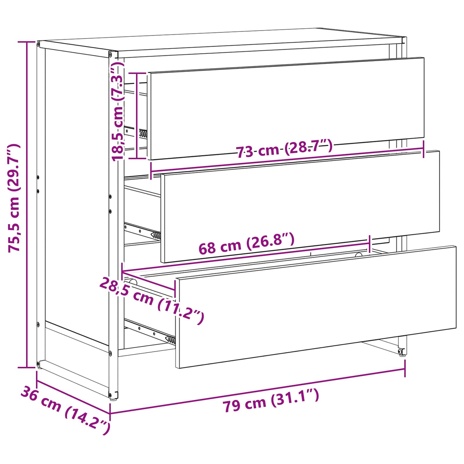 Kreveta Siva Sonoma 79 x 36 x 75.5 cm Konstruirano drvo