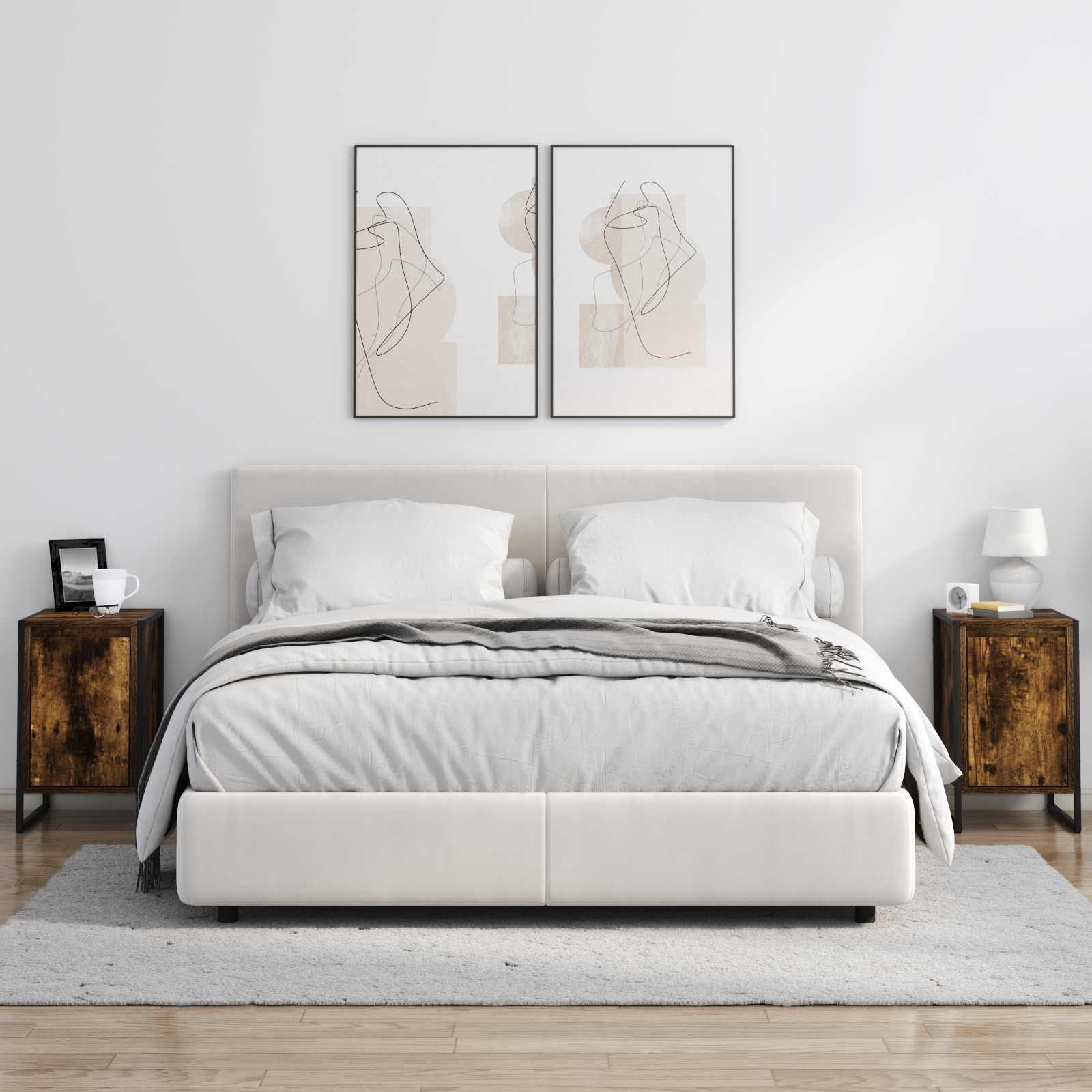 Noćni ormarić 2 pcs Dimni hrast 39,5 x 30 x 50 cm