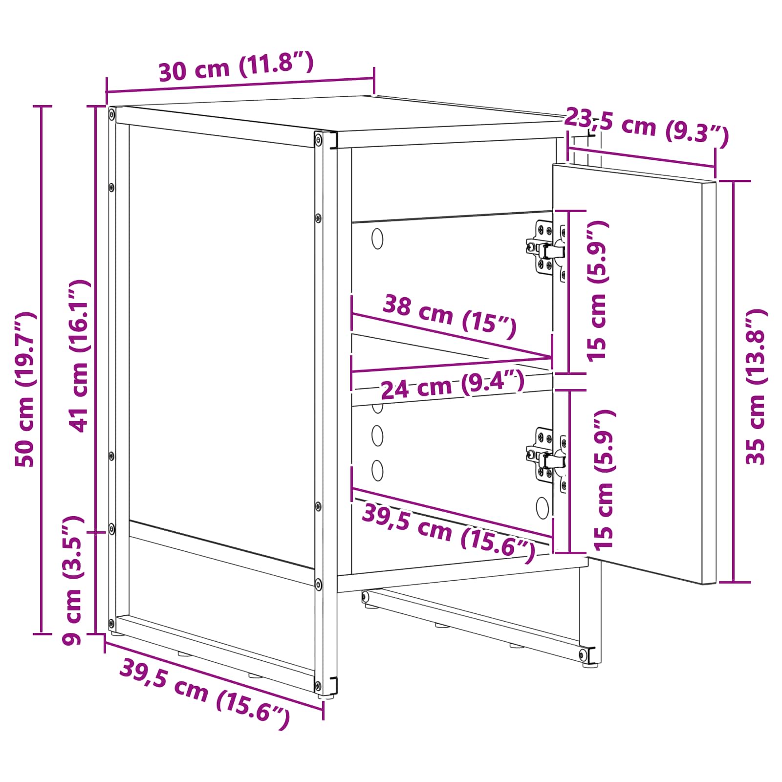 Noćni ormarić 2 pcs Staro drvo 39,5 x 30 x 50 cm