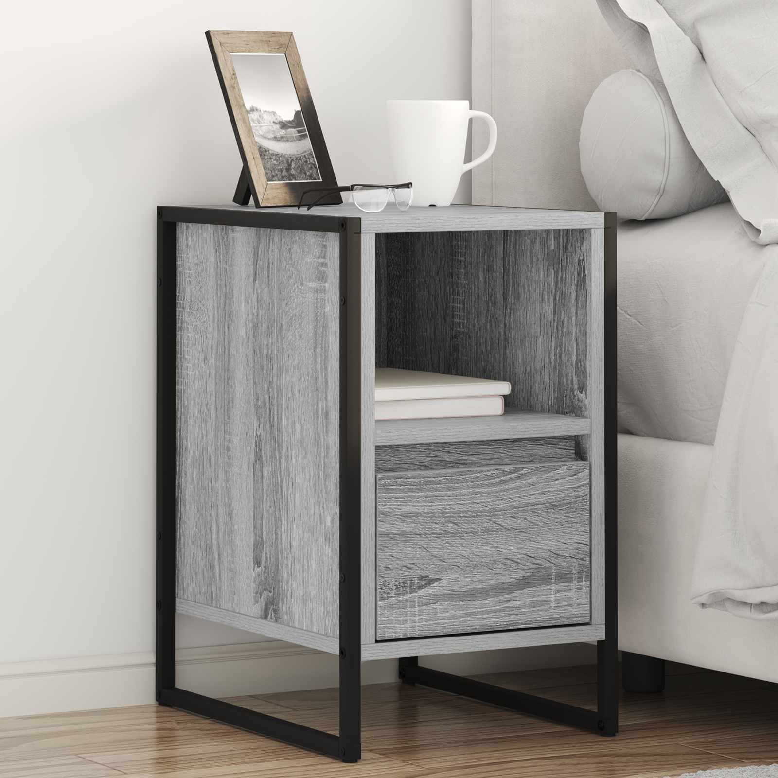 Noćni ormarić s ladicama 2 pcs Siva Sonoma 39,5 x 30 x 50 cm