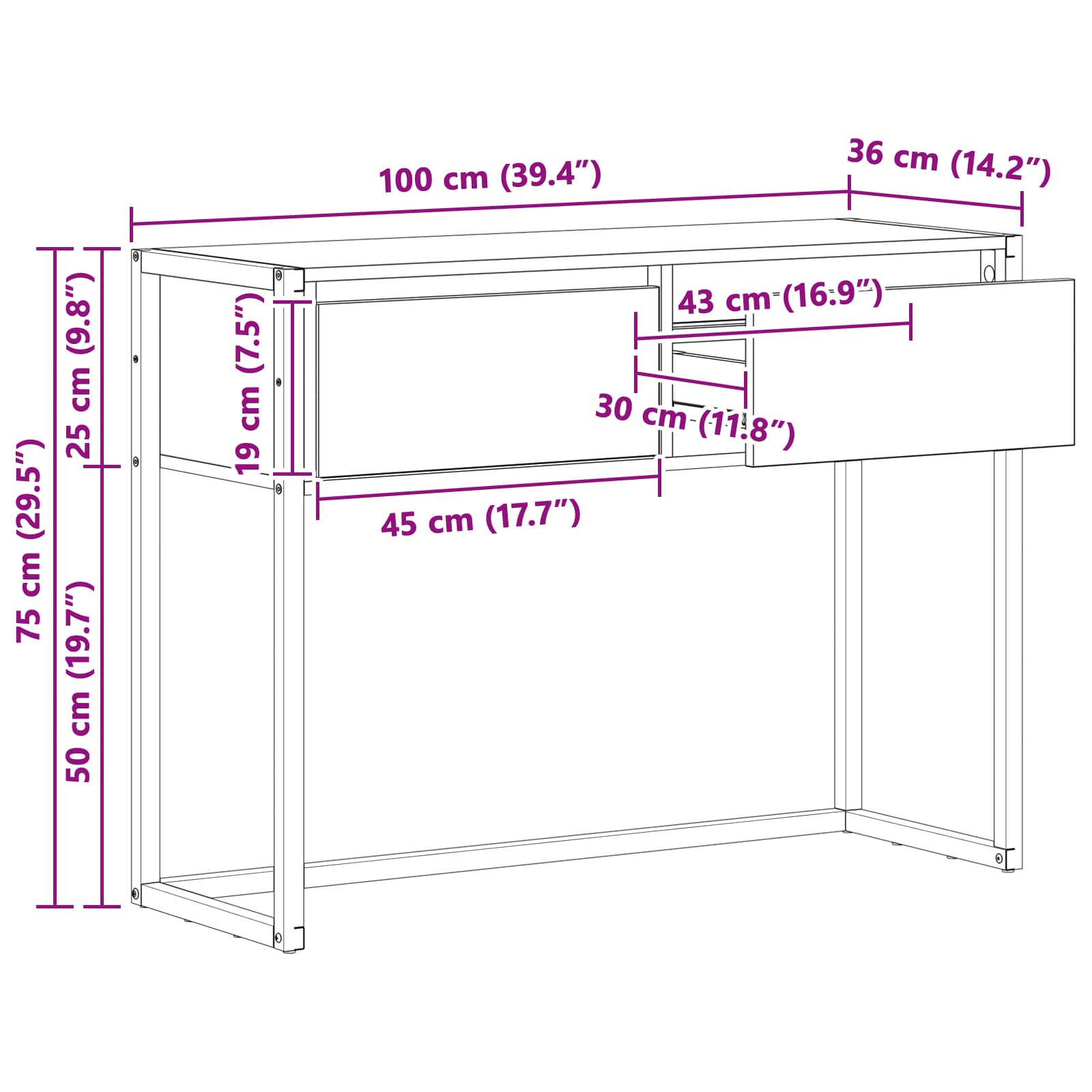 Konačna Stolić Crni hrast 100 x 36 x 75 cm Konstruirano drvo