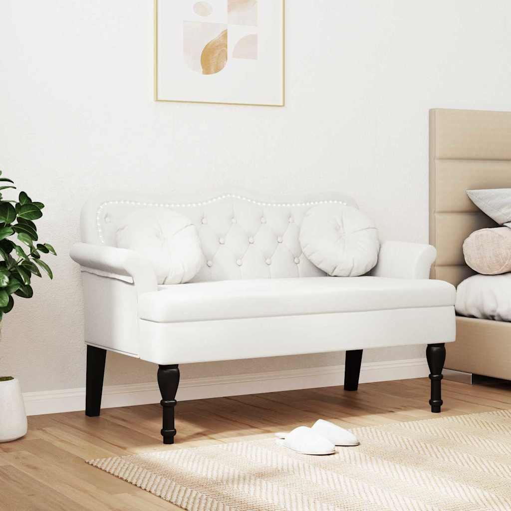 Chesterfield klupa Bijelo 120.5 x 65 x 75 cm Lažna koža