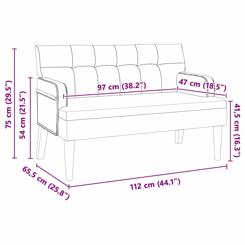 Chesterfield klupa Ružičasta 112 x 65,5 x 75 cm Baršun