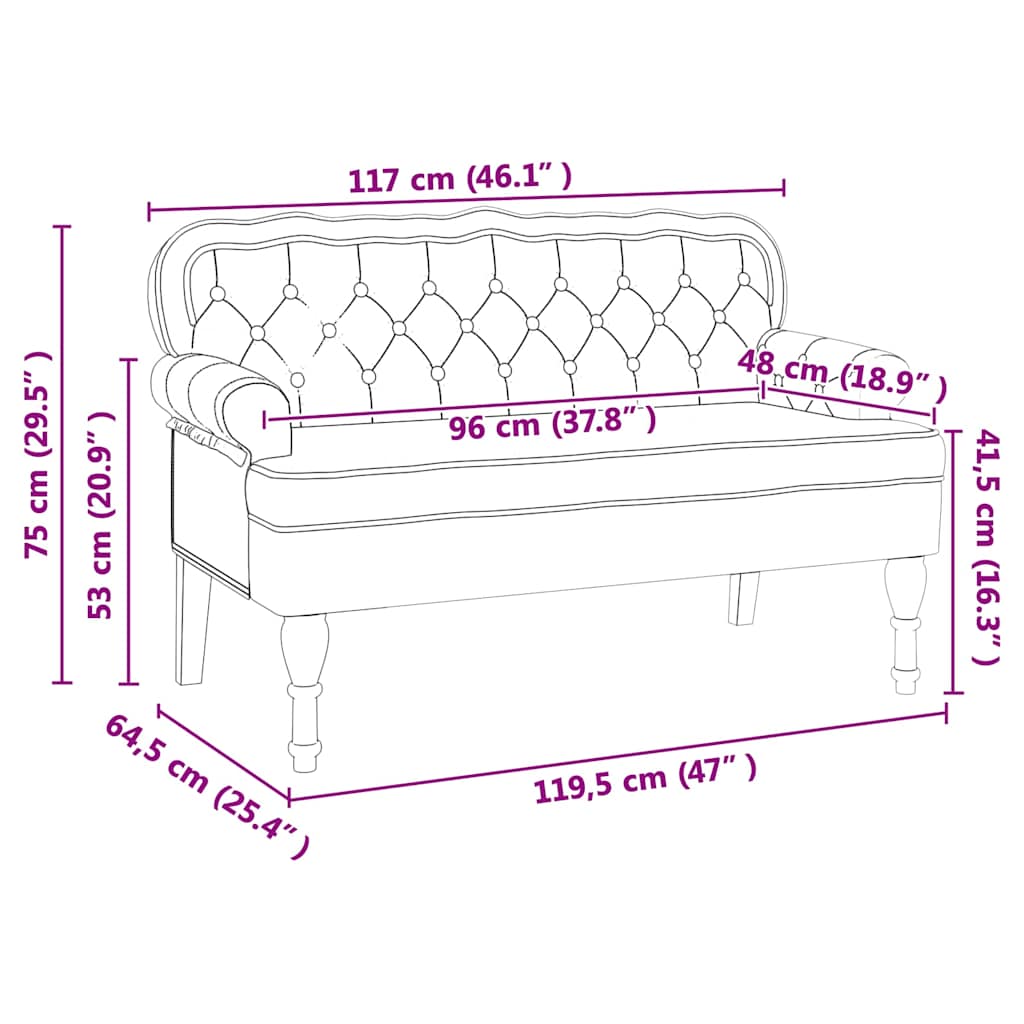 Chesterfield klupa Krema 119,5 x 64,5 x 75 cm Lažna koža