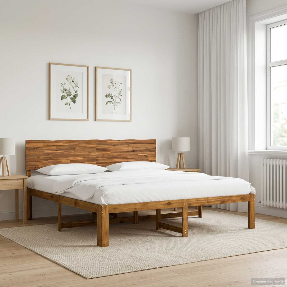 Krevetni okvir s uzglavljem ROSTOCK Prirodna 200 x 200 cm