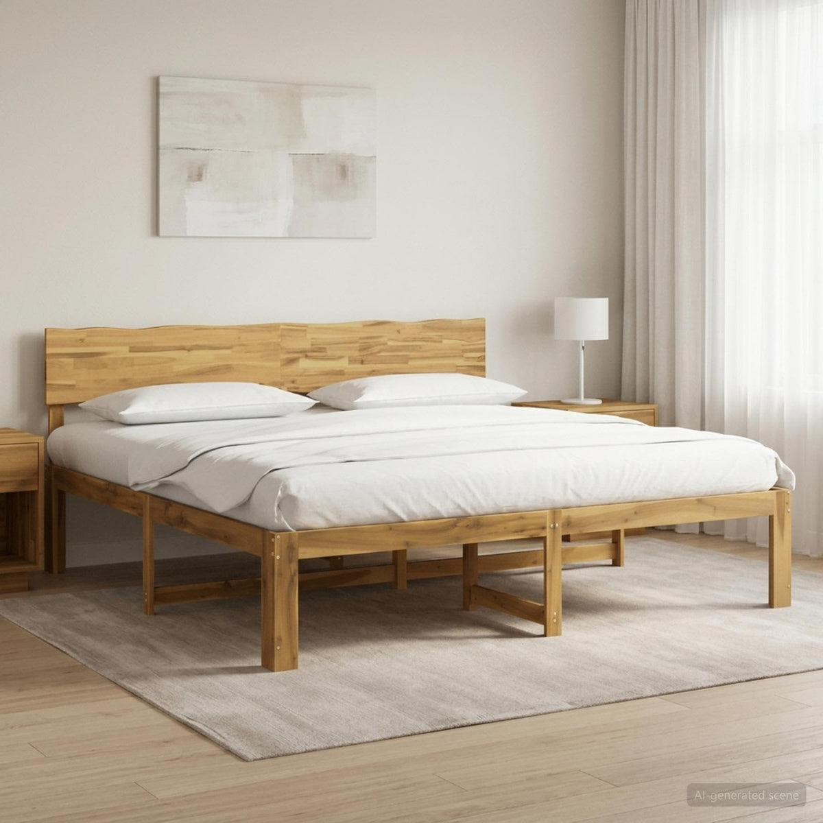 Krevetni okvir s uzglavljem ROSTOCK Bijela 200 x 200 cm