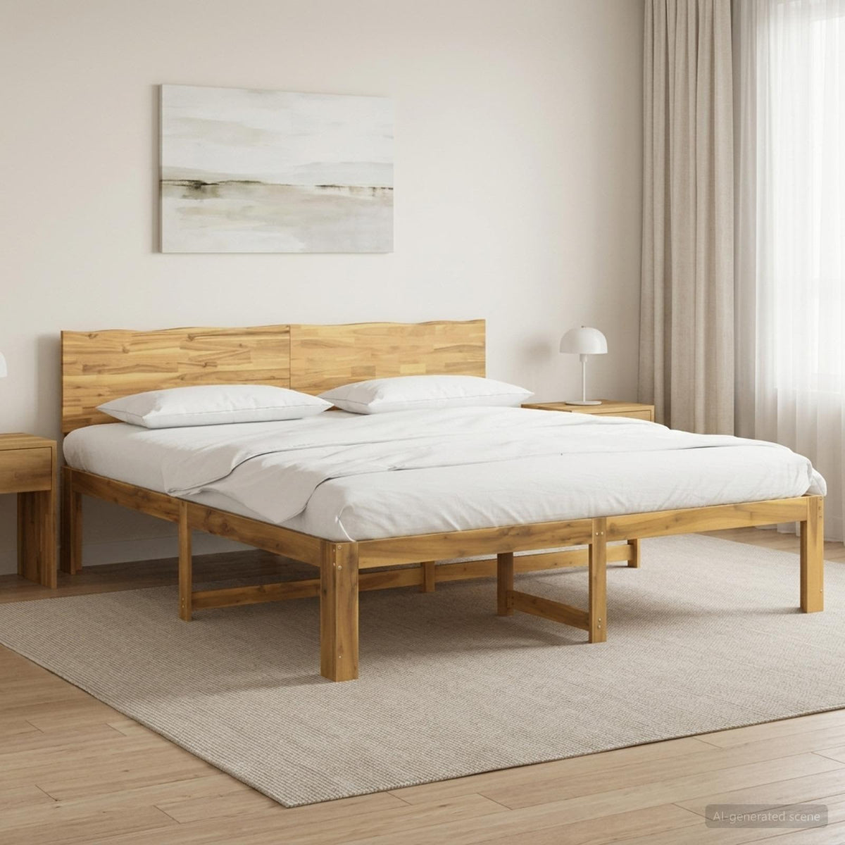 Krevetni okvir s uzglavljem ROSTOCK Bijela 200 x 200 cm