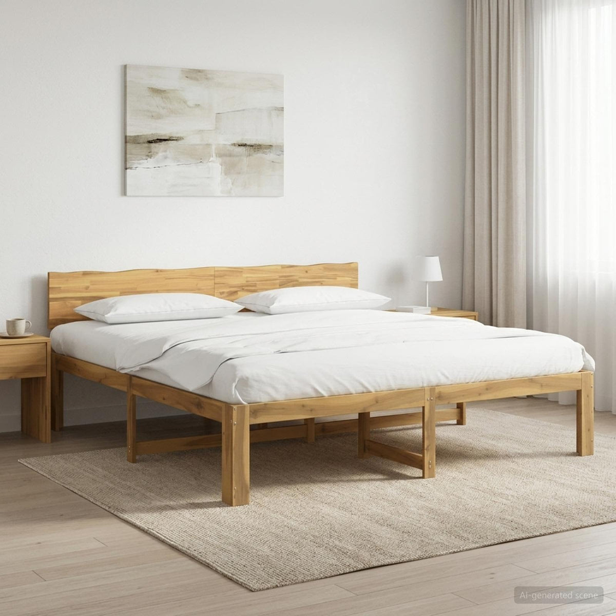 Krevetni okvir s uzglavljem ROSTOCK Bijela 200 x 200 cm